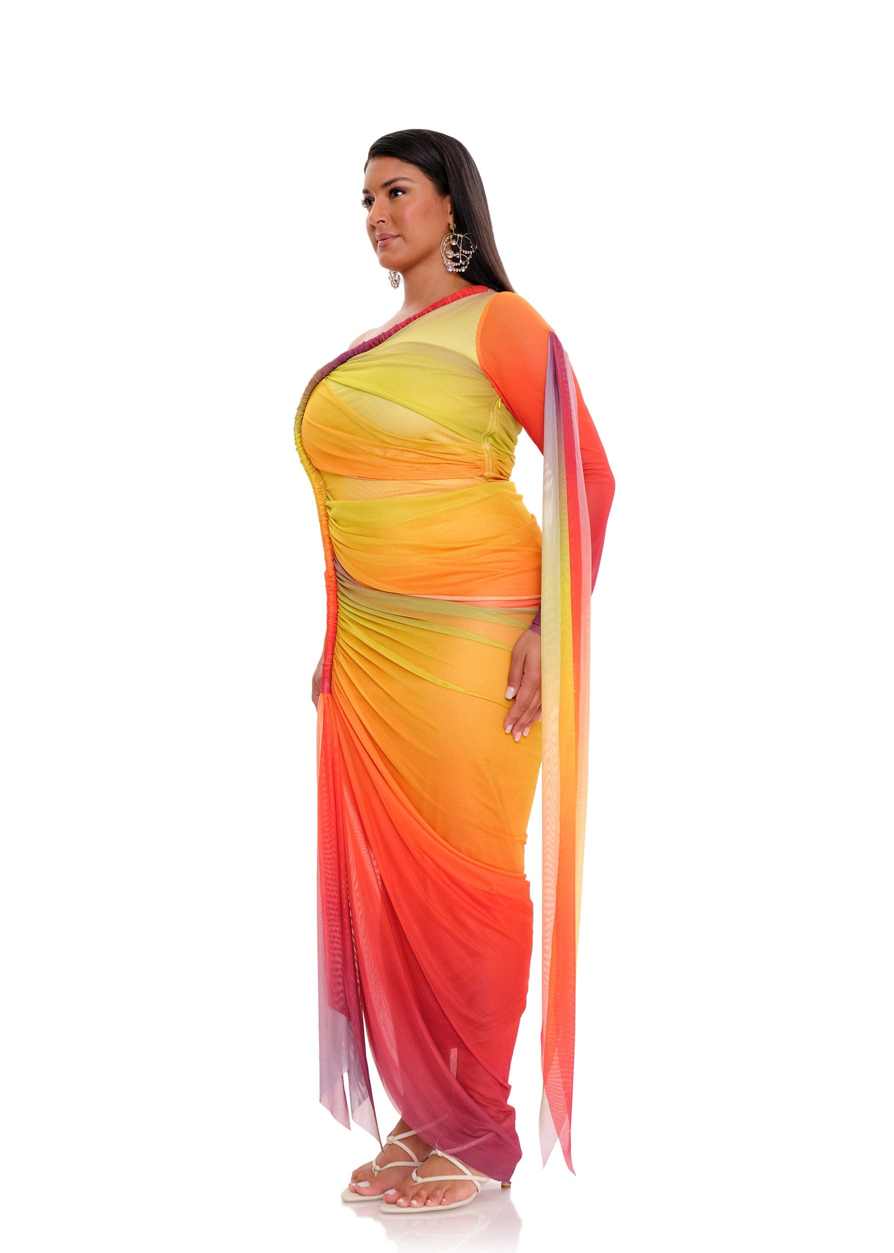 TURI MESH DRESS - ADWA MULTI PRINT made by Andrea Iyamah