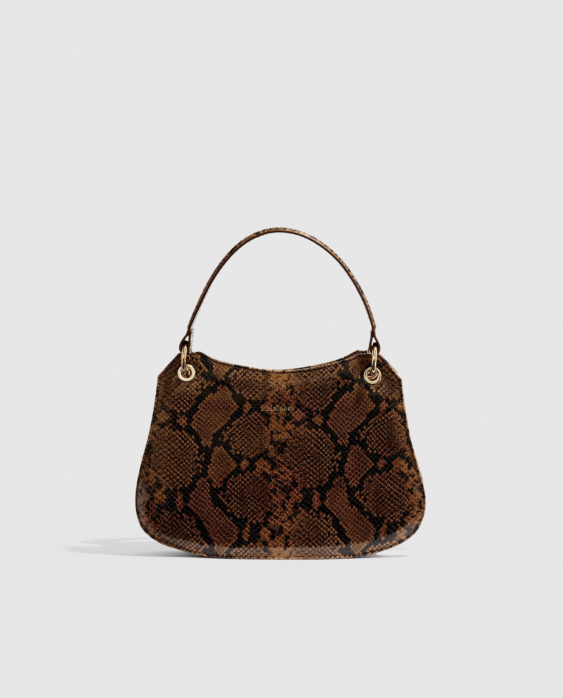 Mini Olympia camel in snake print made by Phialebel