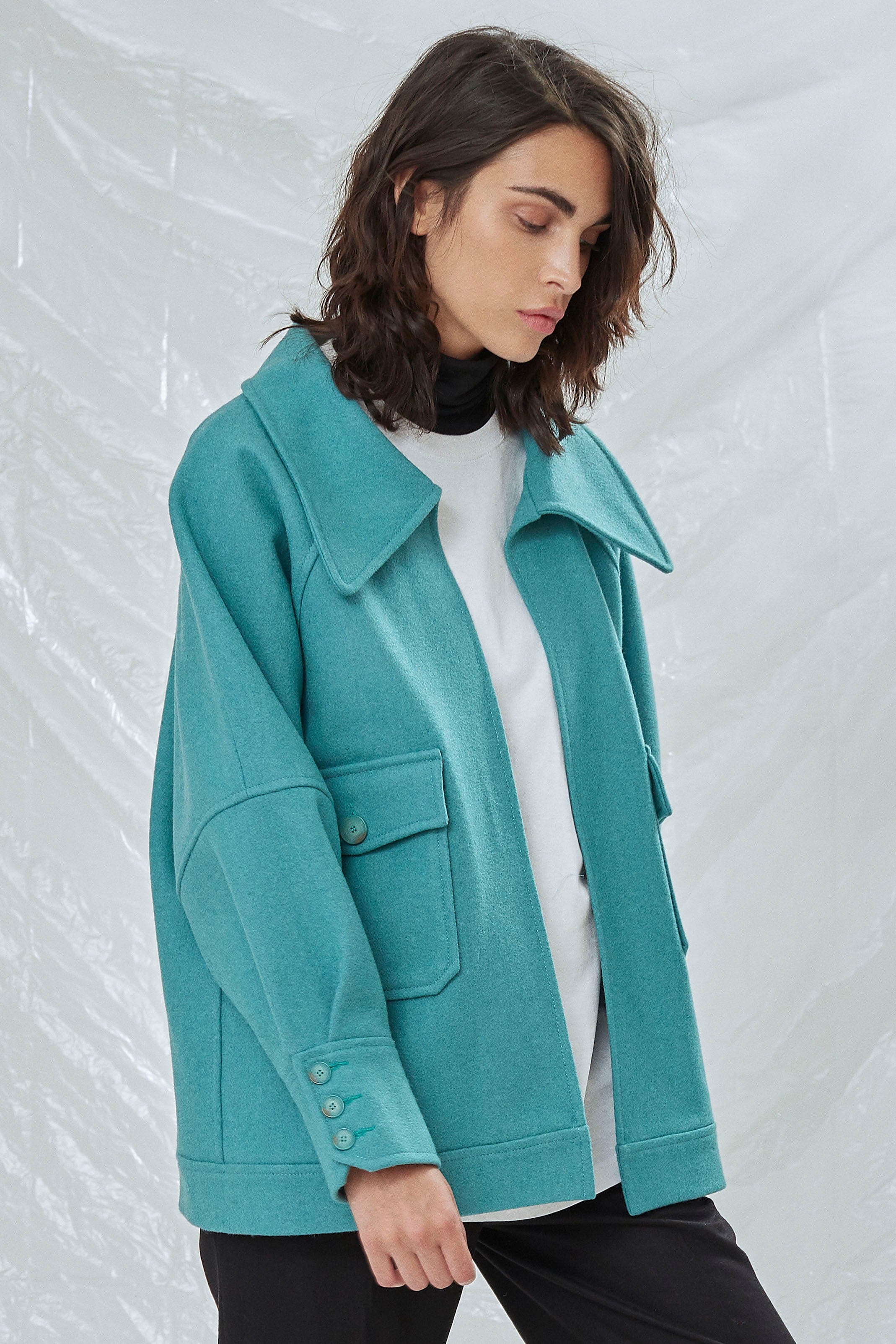 Terry Wool Blend Jacket in Green made by Nazli Ceren