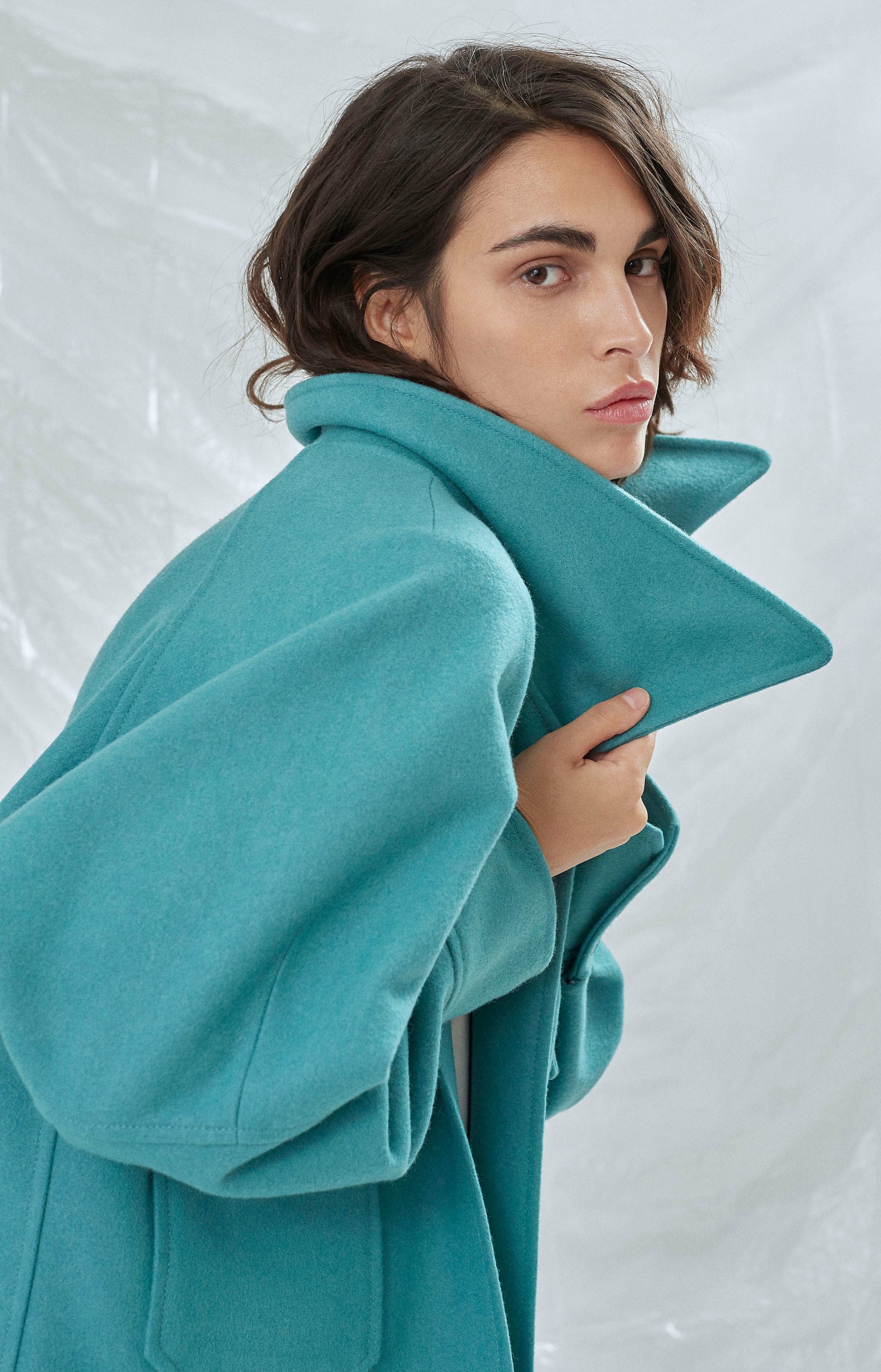 Terry Wool Blend Jacket in Green made by Nazli Ceren