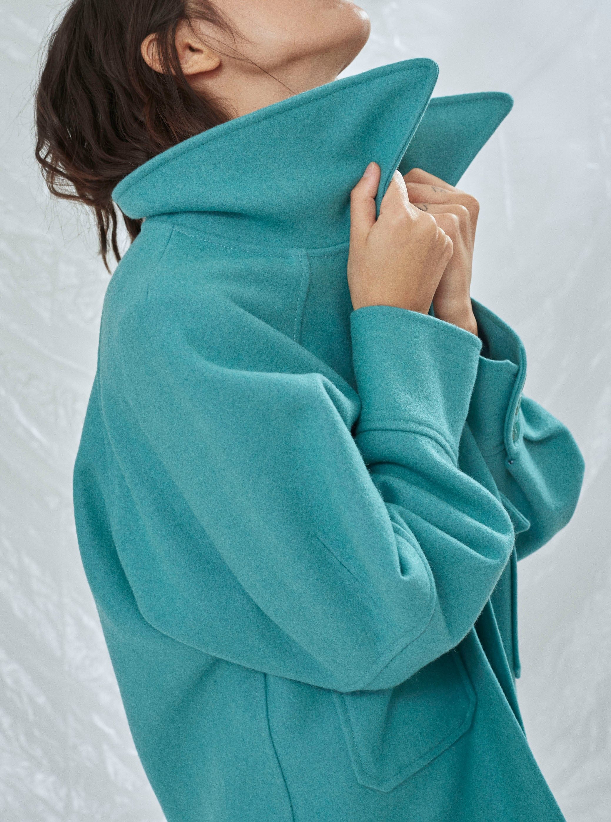 Terry Wool Blend Jacket in Green made by Nazli Ceren