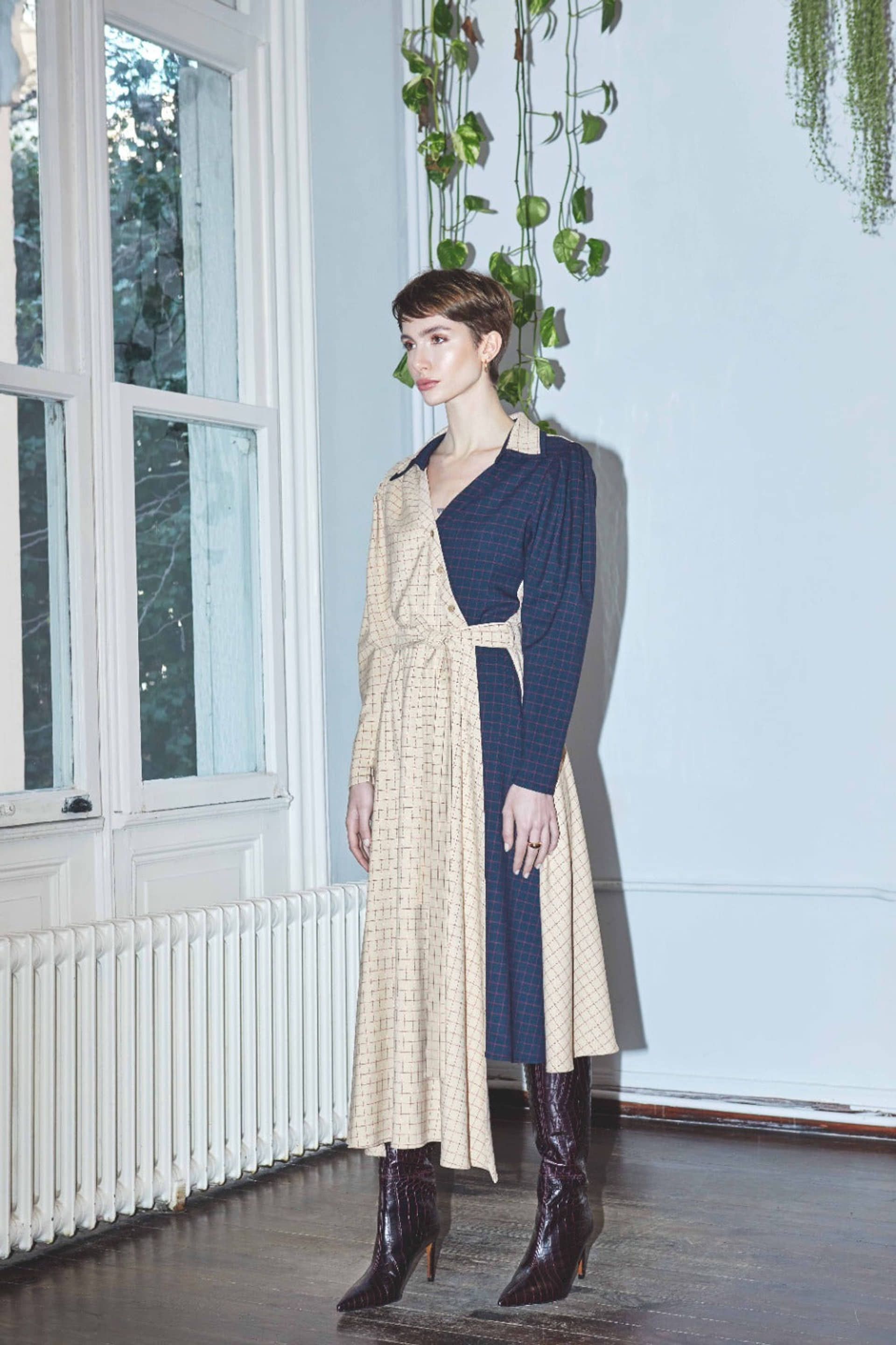 Sava Asymmetric-Hem Midi Dress made by Nazli Ceren