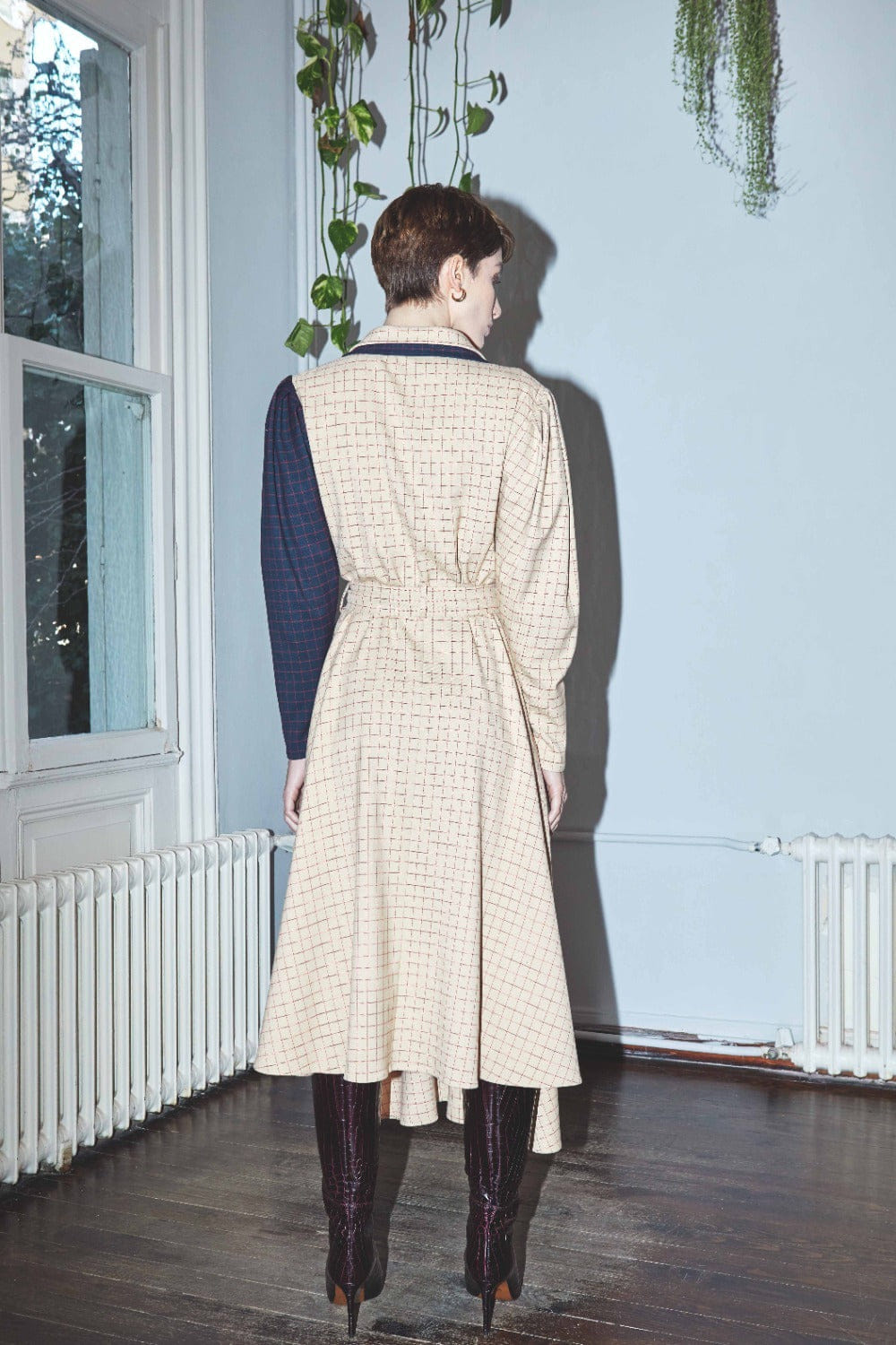 Sava Asymmetric-Hem Midi Dress made by Nazli Ceren