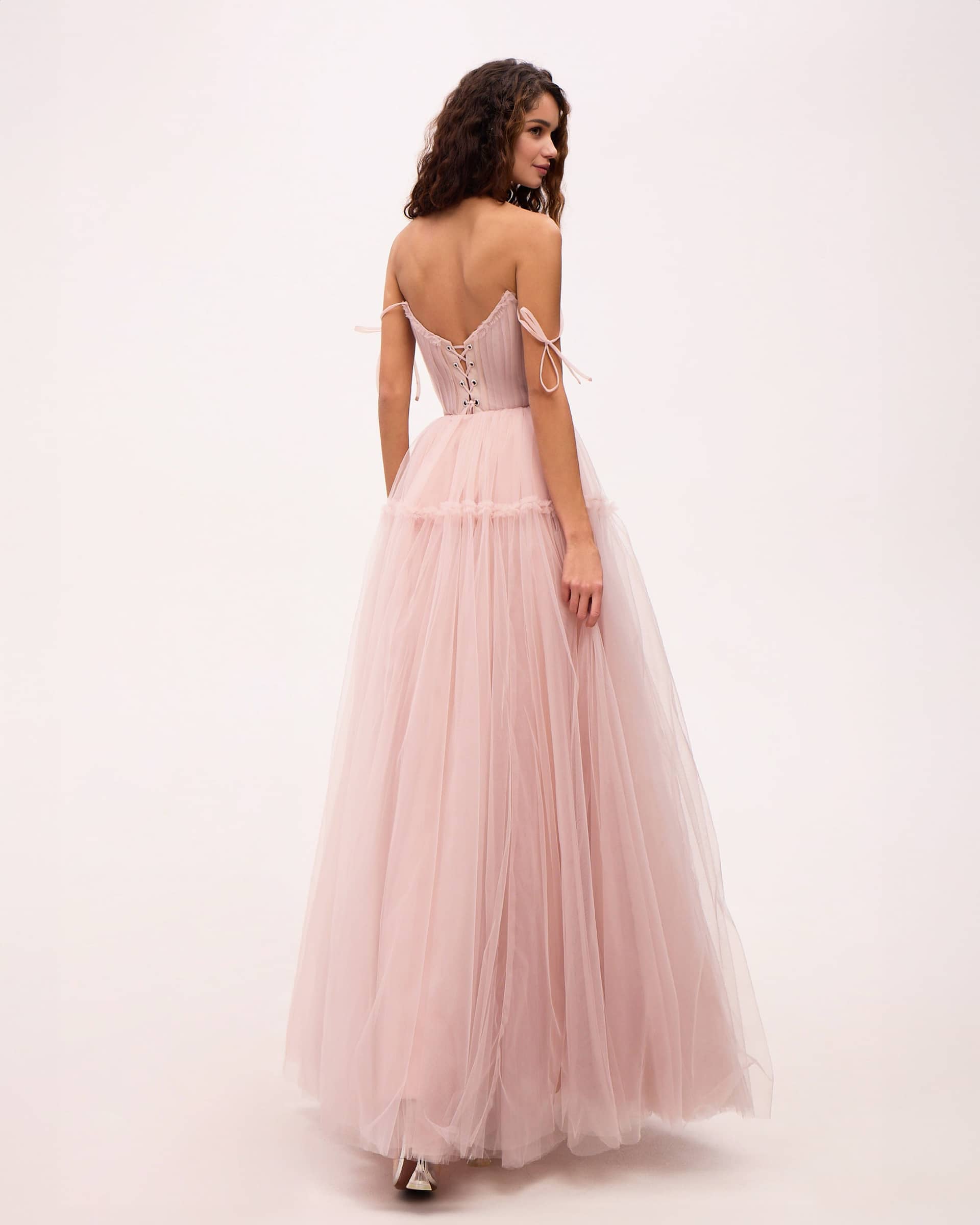 Misty Rose Tie-straps tulle prom dress made by Milla