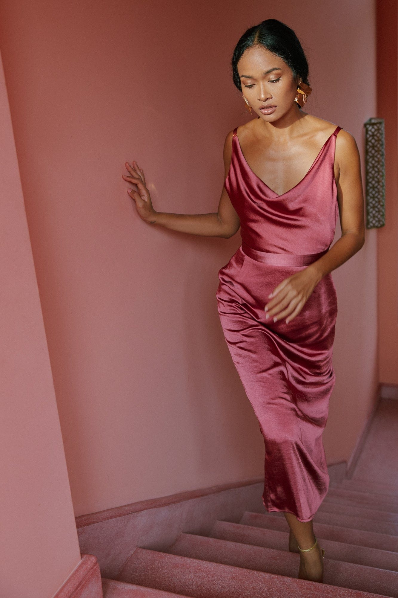 KAMEA brick red backless cocktail dress made by UNDRESS