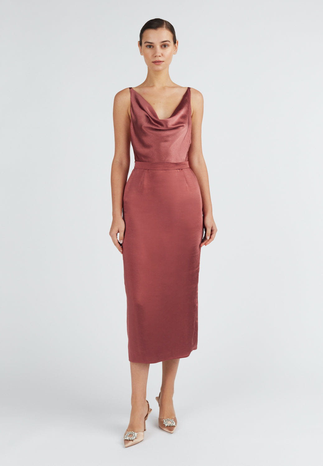 KAMEA brick red backless cocktail dress made by UNDRESS