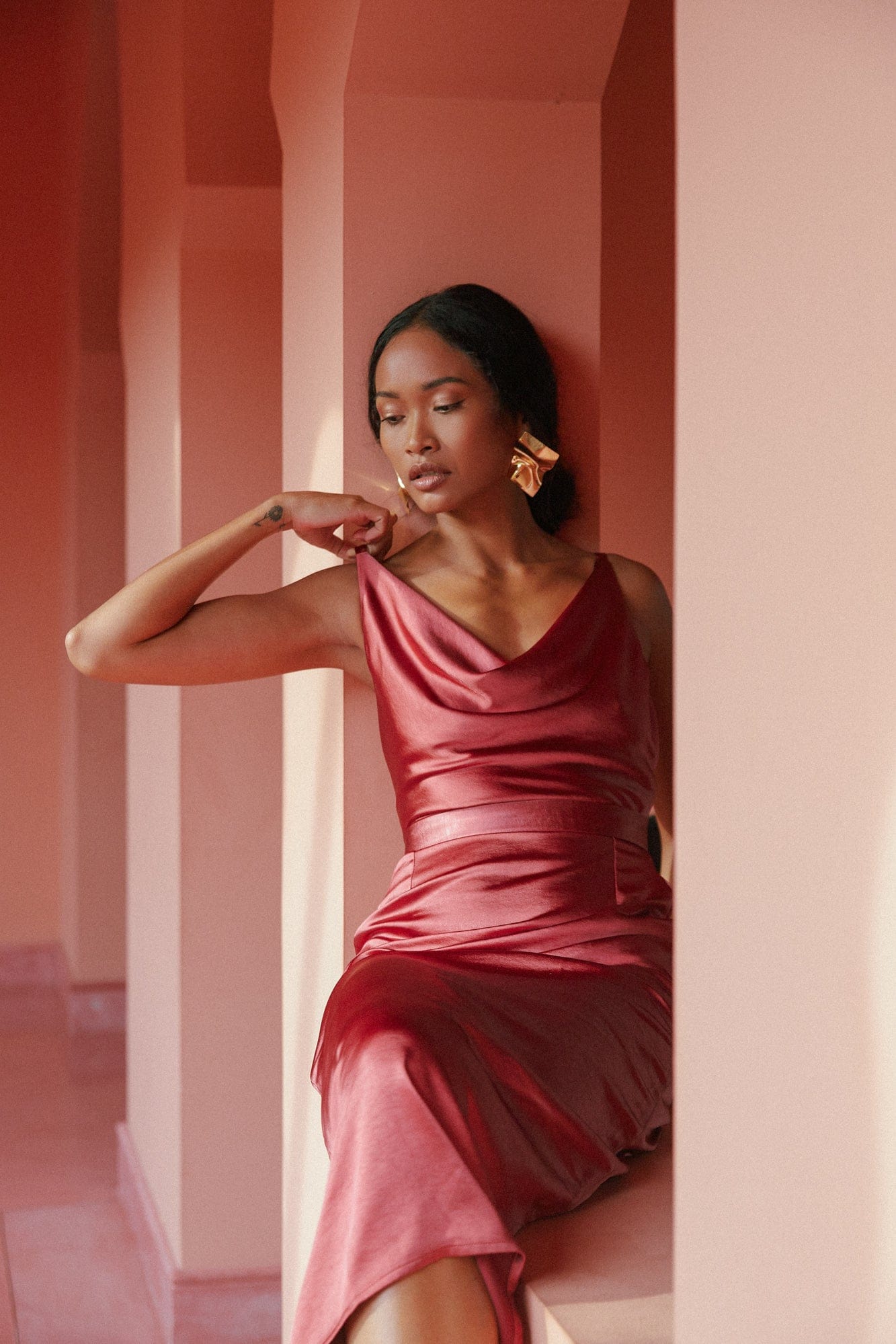 KAMEA brick red backless cocktail dress made by UNDRESS