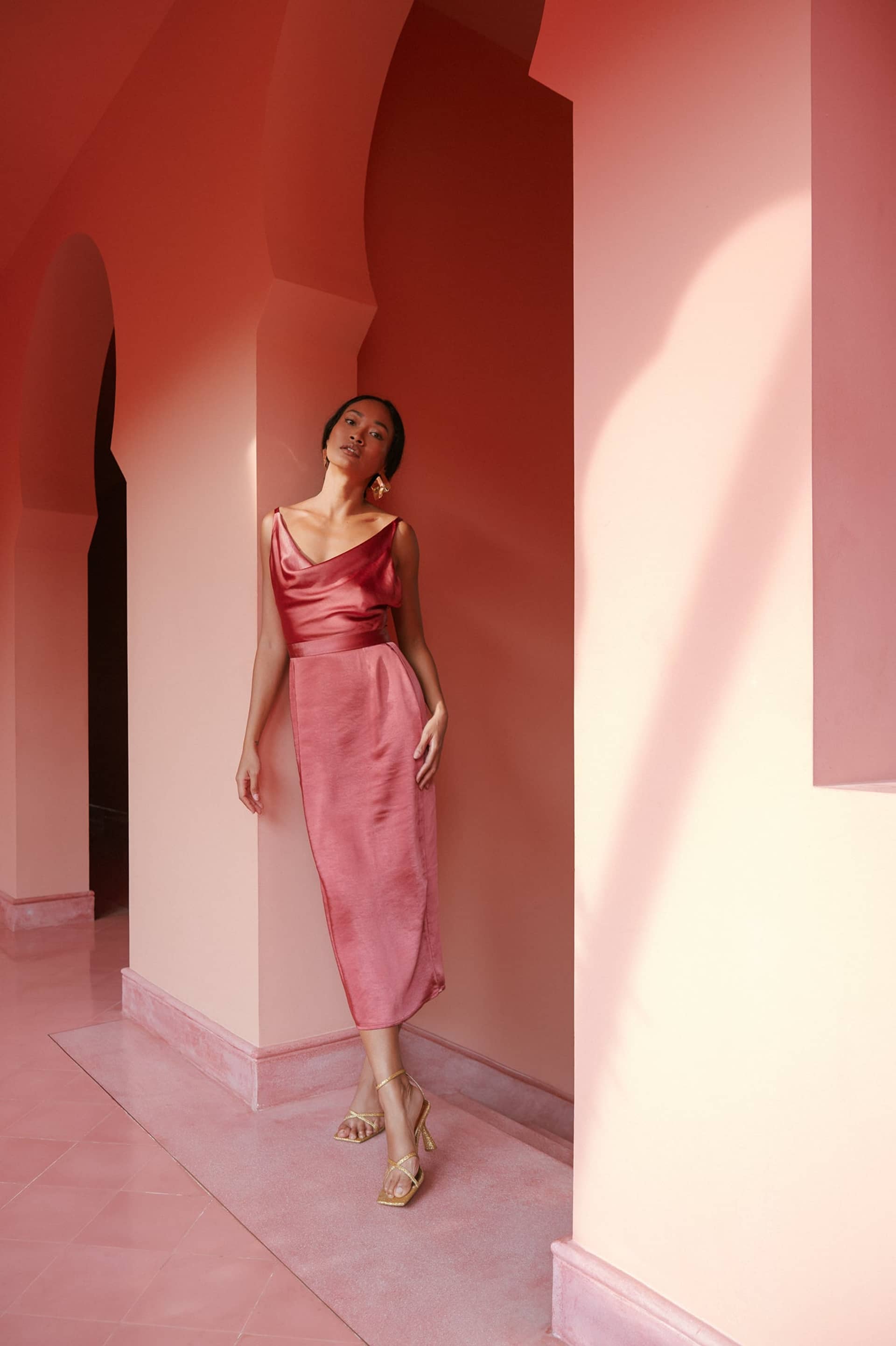 KAMEA brick red backless cocktail dress made by UNDRESS