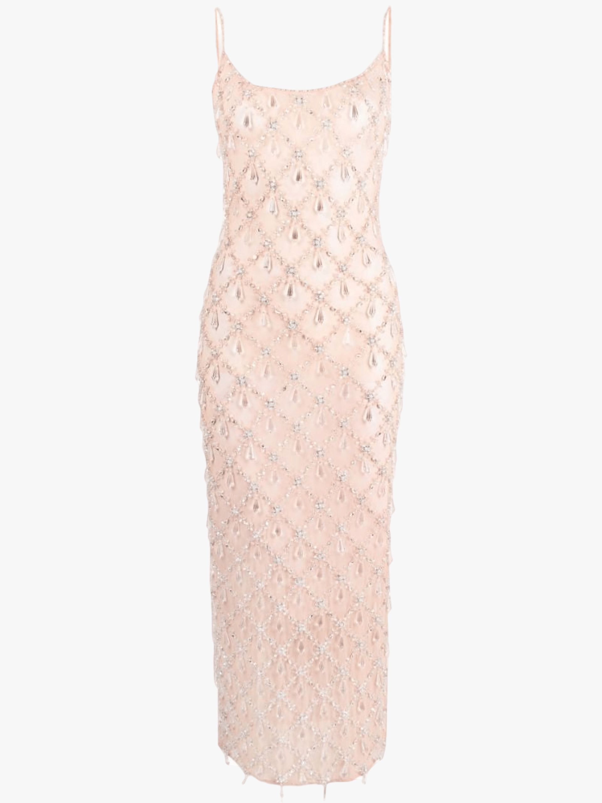 Calliope Luxury Crystal Nude Maxi Party Dress in Beige made by Oceanus Swimwear