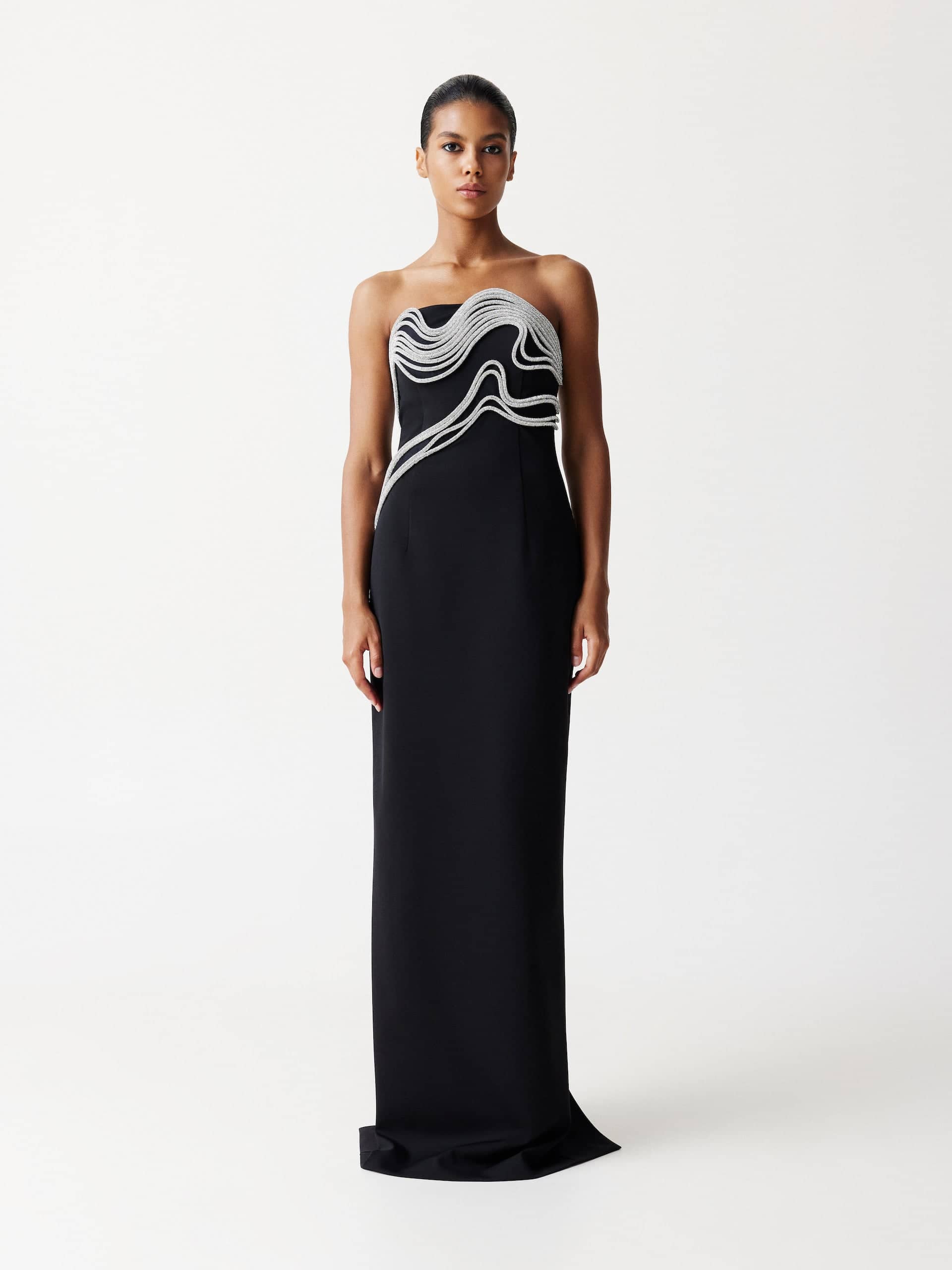 Crystal Embellished Maxi Dress in Black made by NDS The Label