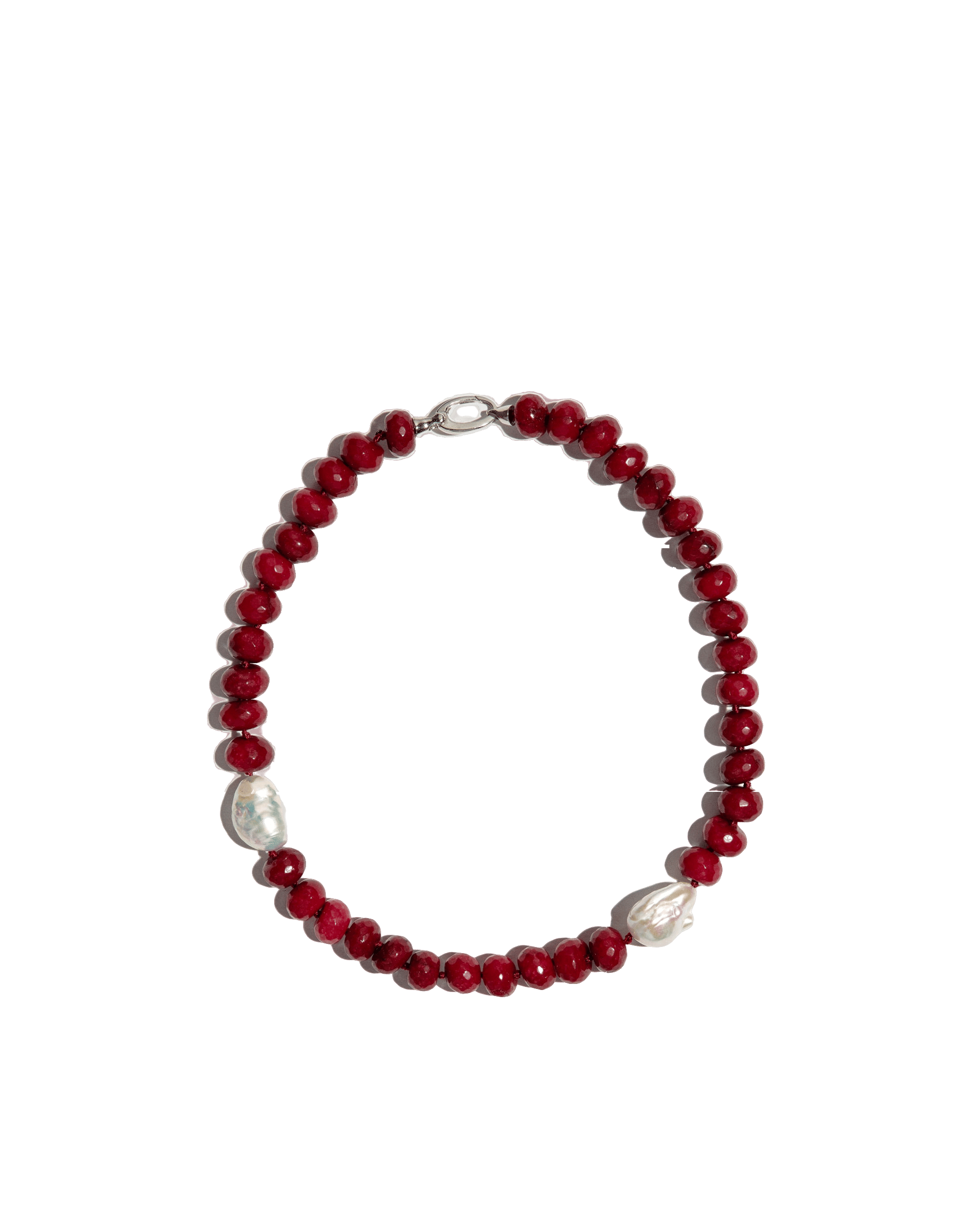 Collar De Jade Rojo Y Perlas Madre made by Phialebel