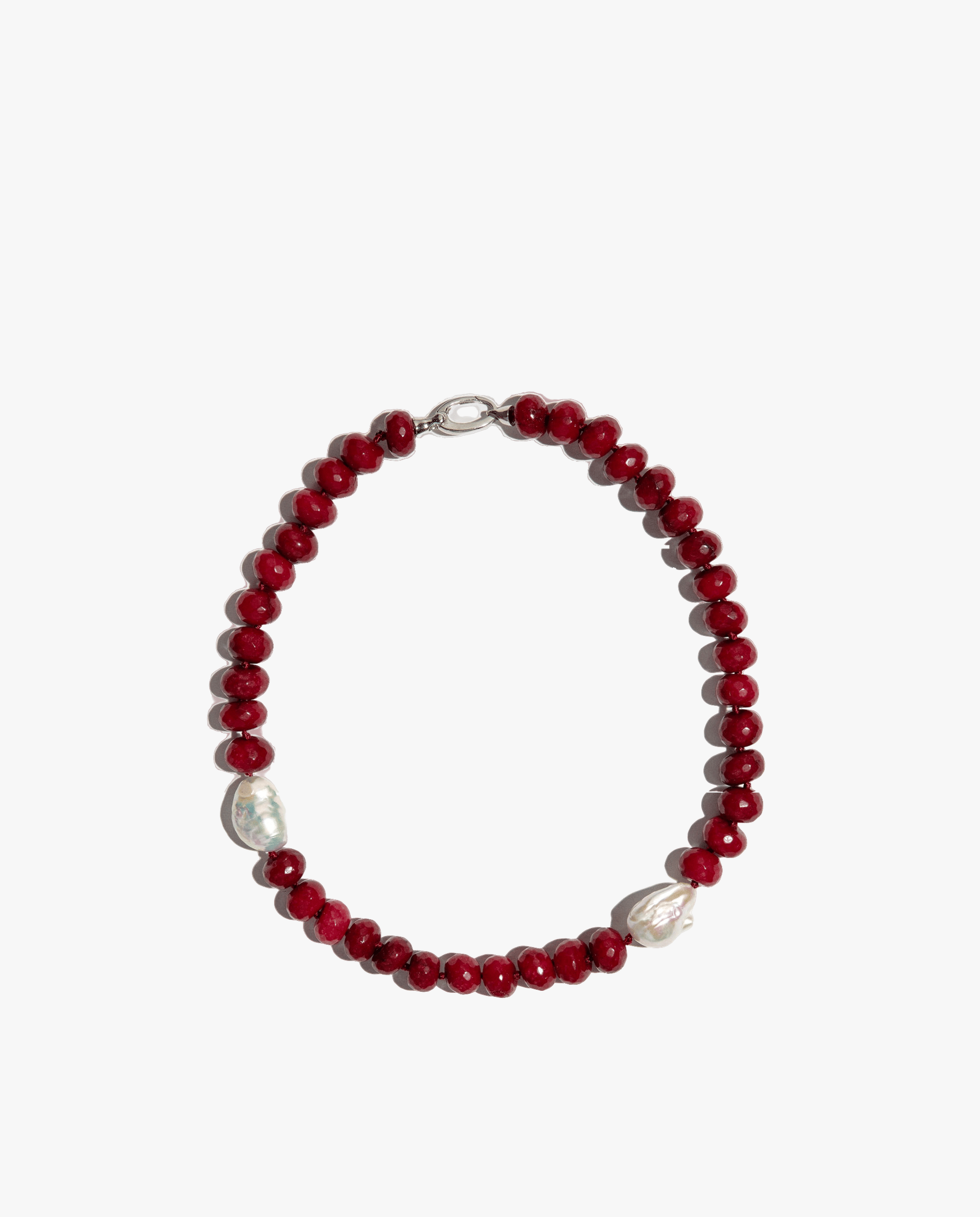 Collar De Jade Rojo Y Perlas Madre made by Phialebel