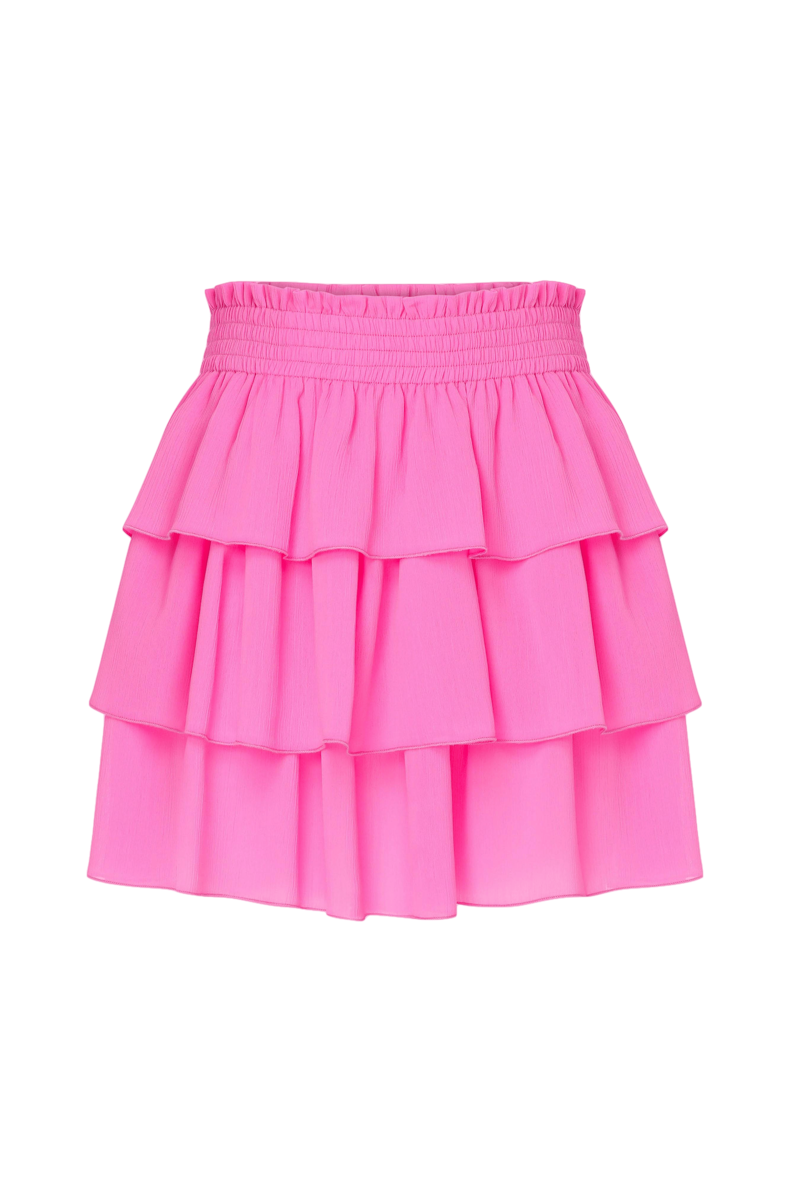 Amy Ruffled Mini Skirt in Hot Pink made by Nazli Ceren