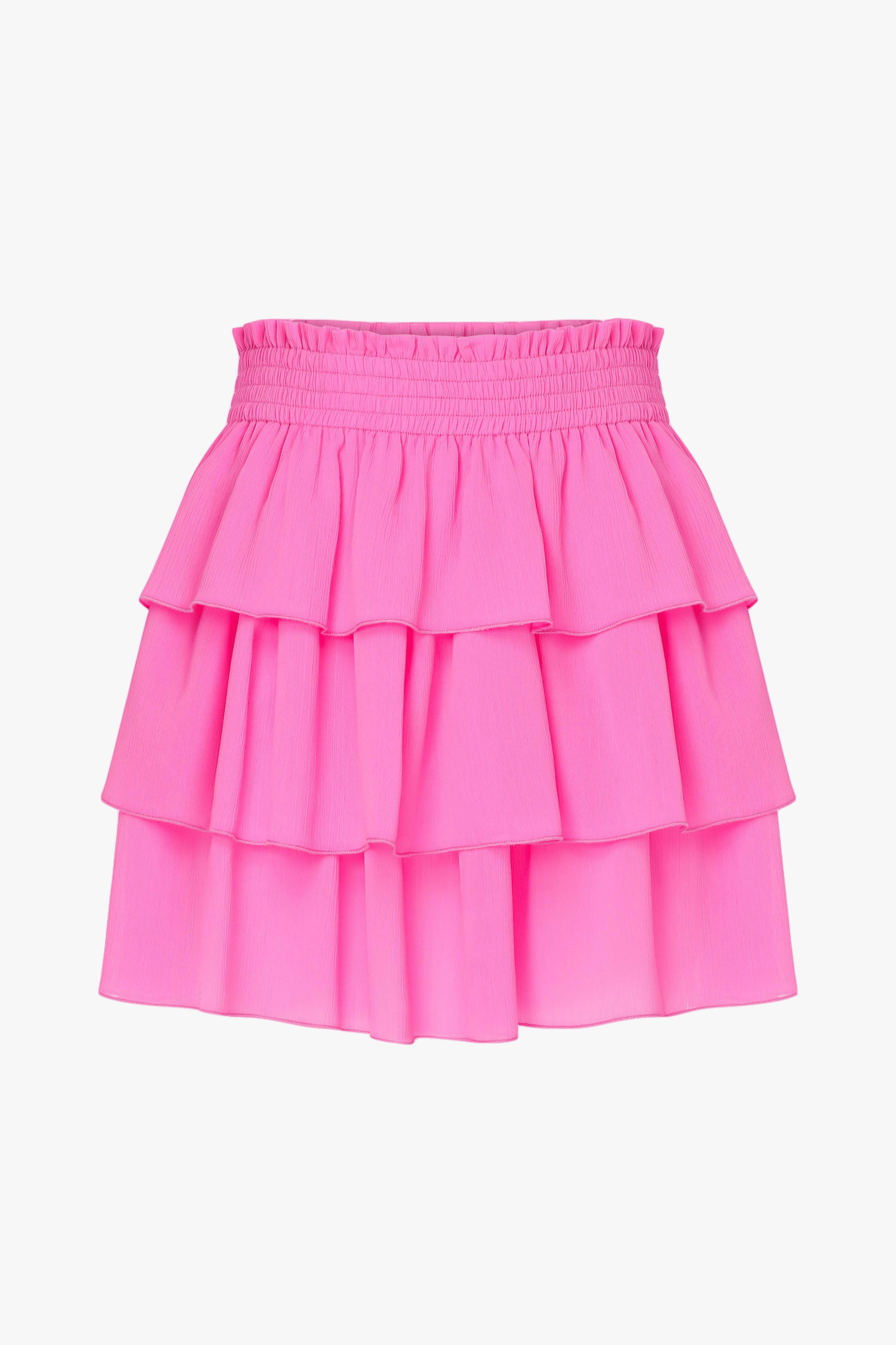 Amy Ruffled Mini Skirt in Hot Pink made by Nazli Ceren