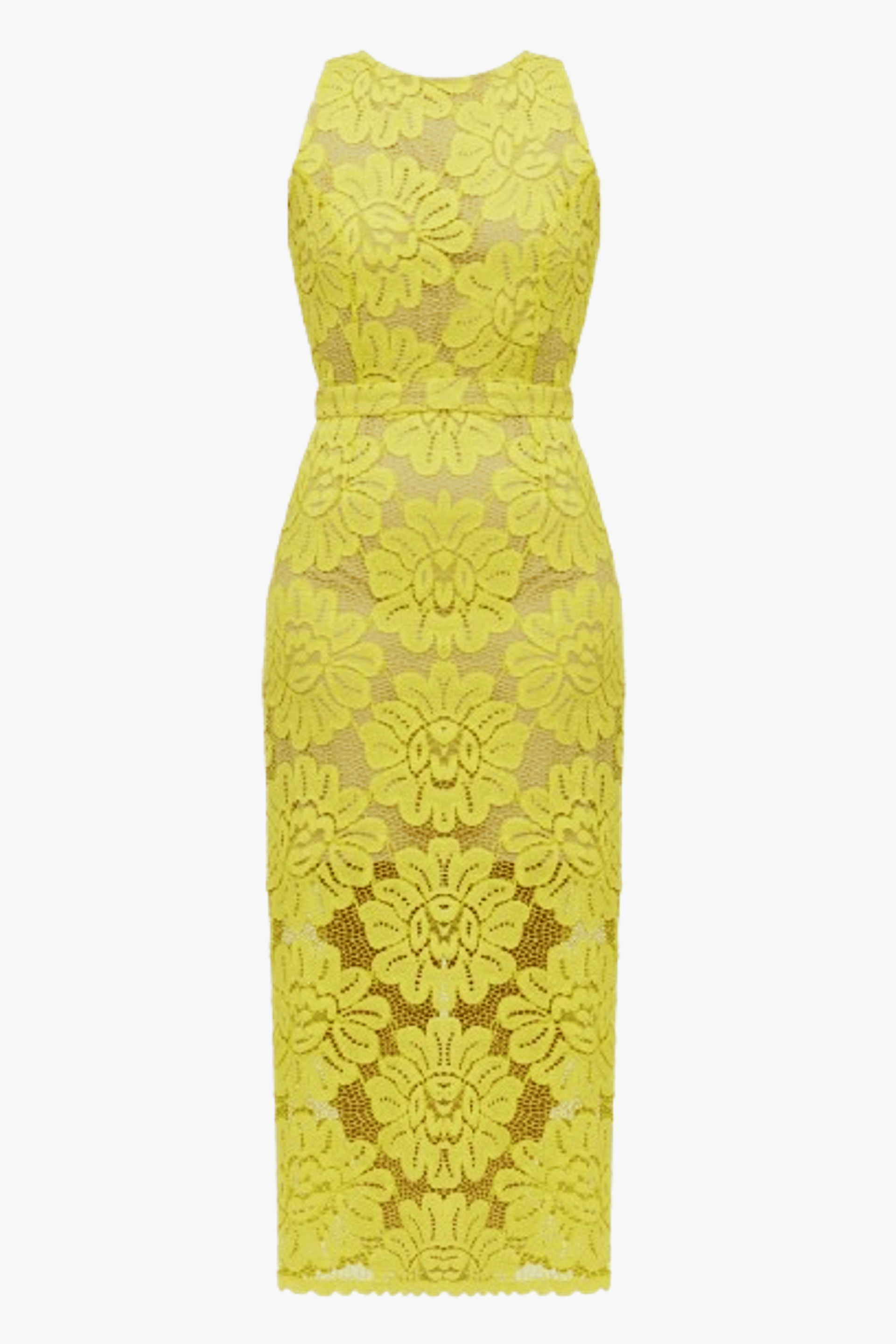YEMA lime green lace midi dress with naked back made by UNDRESS