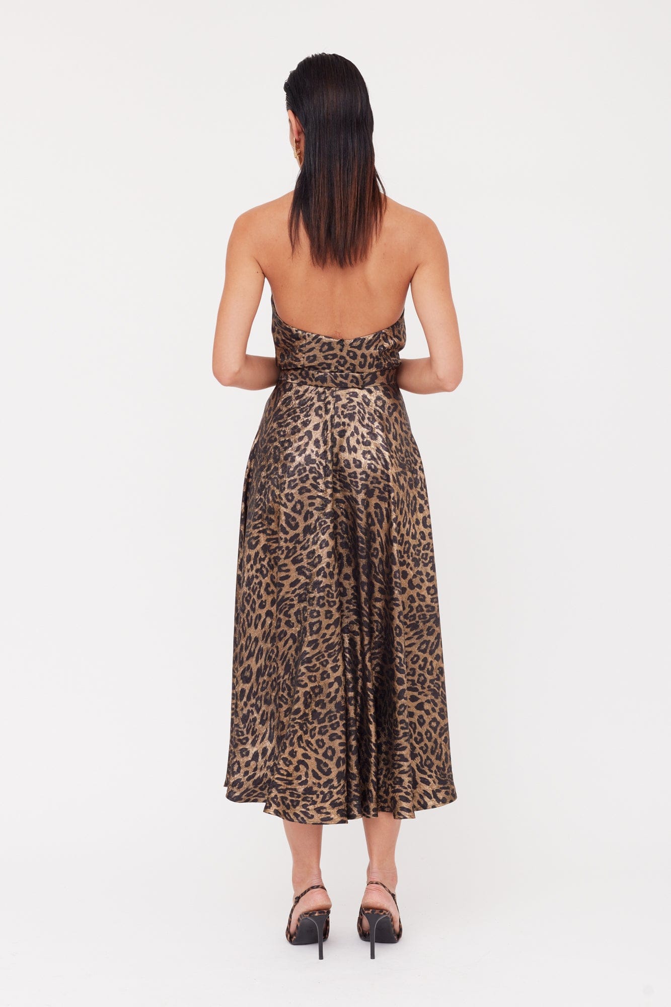 HEIDI Black Bronze Leopard Print Midi Dress made by UNDRESS