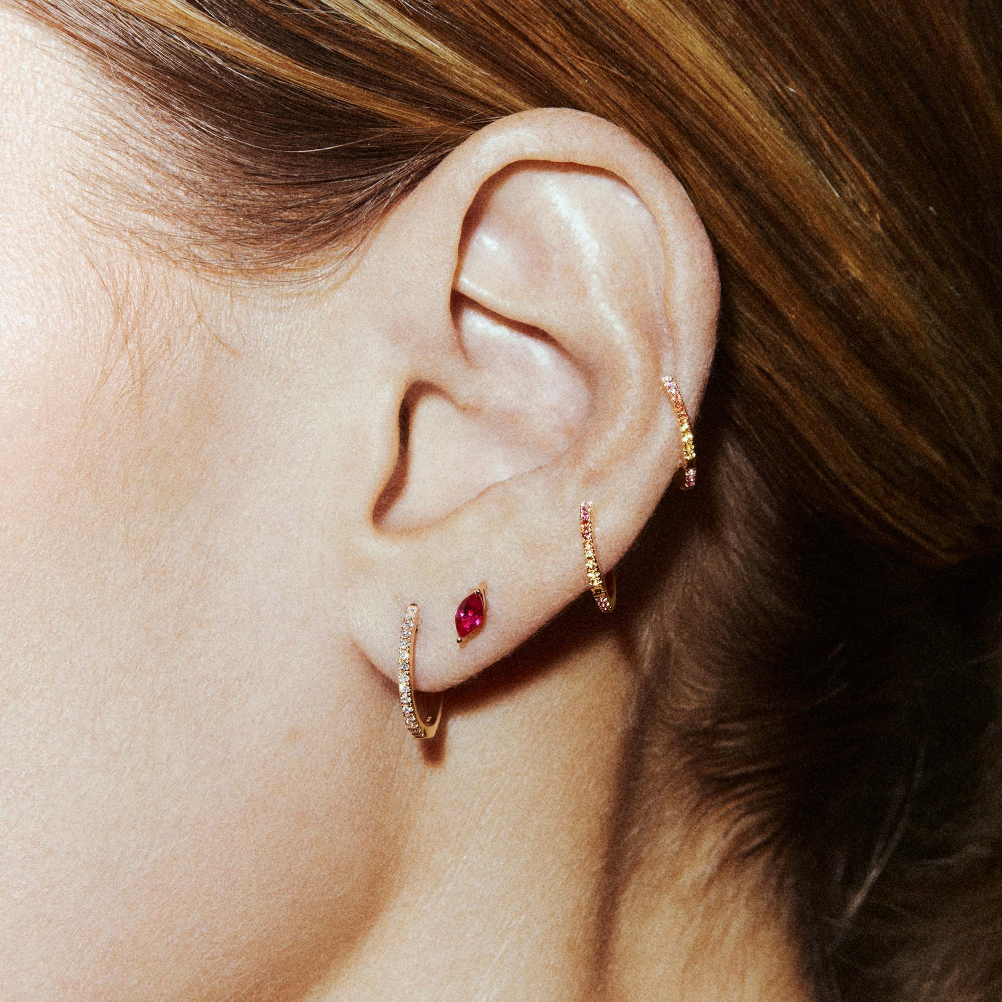 HOOP WHITE DIAMOND & WHITE/ROSE GOLD - 14mm made by ENNUI