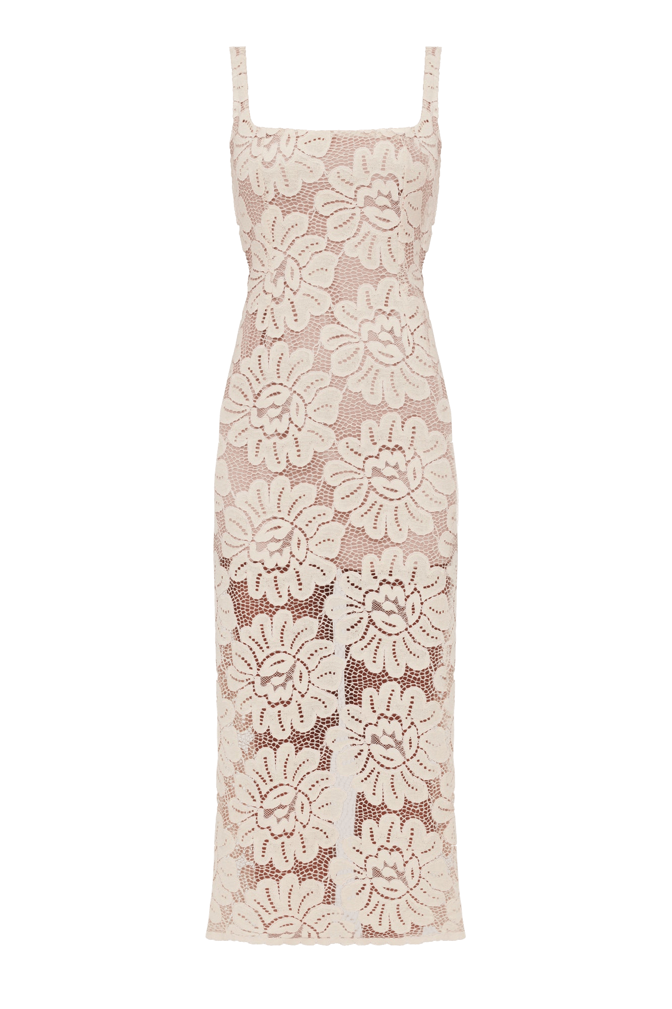 OTILIA Pastel Lace Dress The Square Scoop Neckline Midi Dress made by UNDRESS