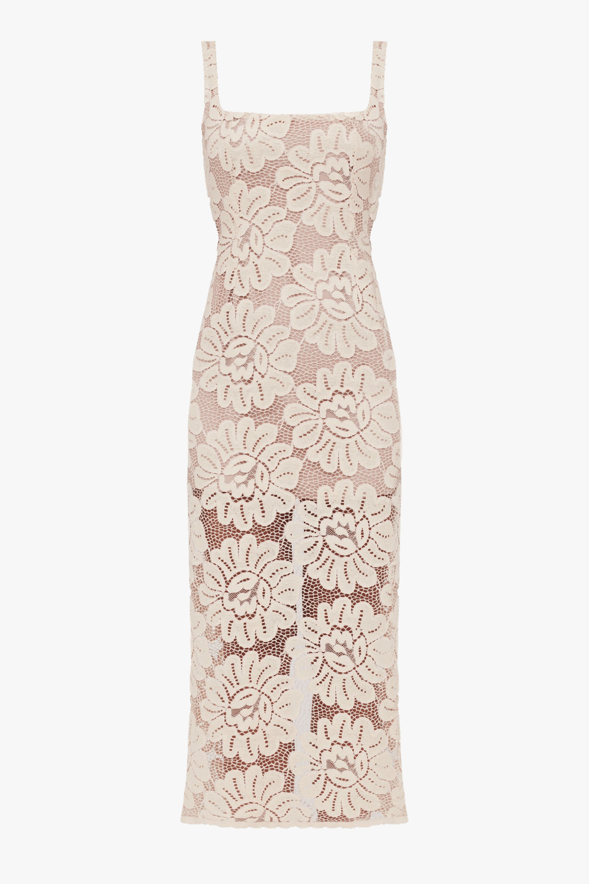 OTILIA Pastel Lace Dress The Square Scoop Neckline Midi Dress made by UNDRESS