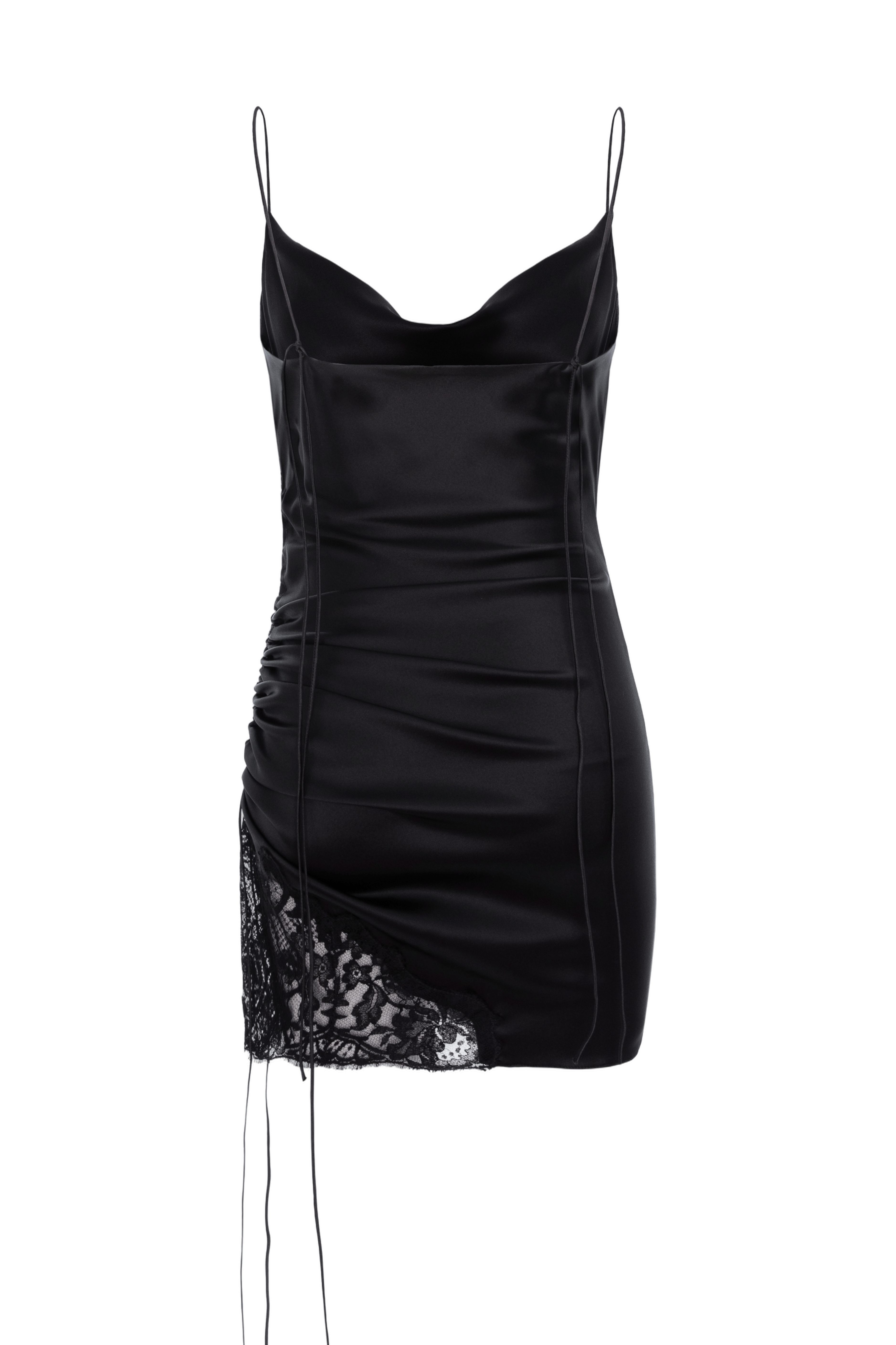 Ruched Satin Slip-Dress Lace Detail made by Aureliana