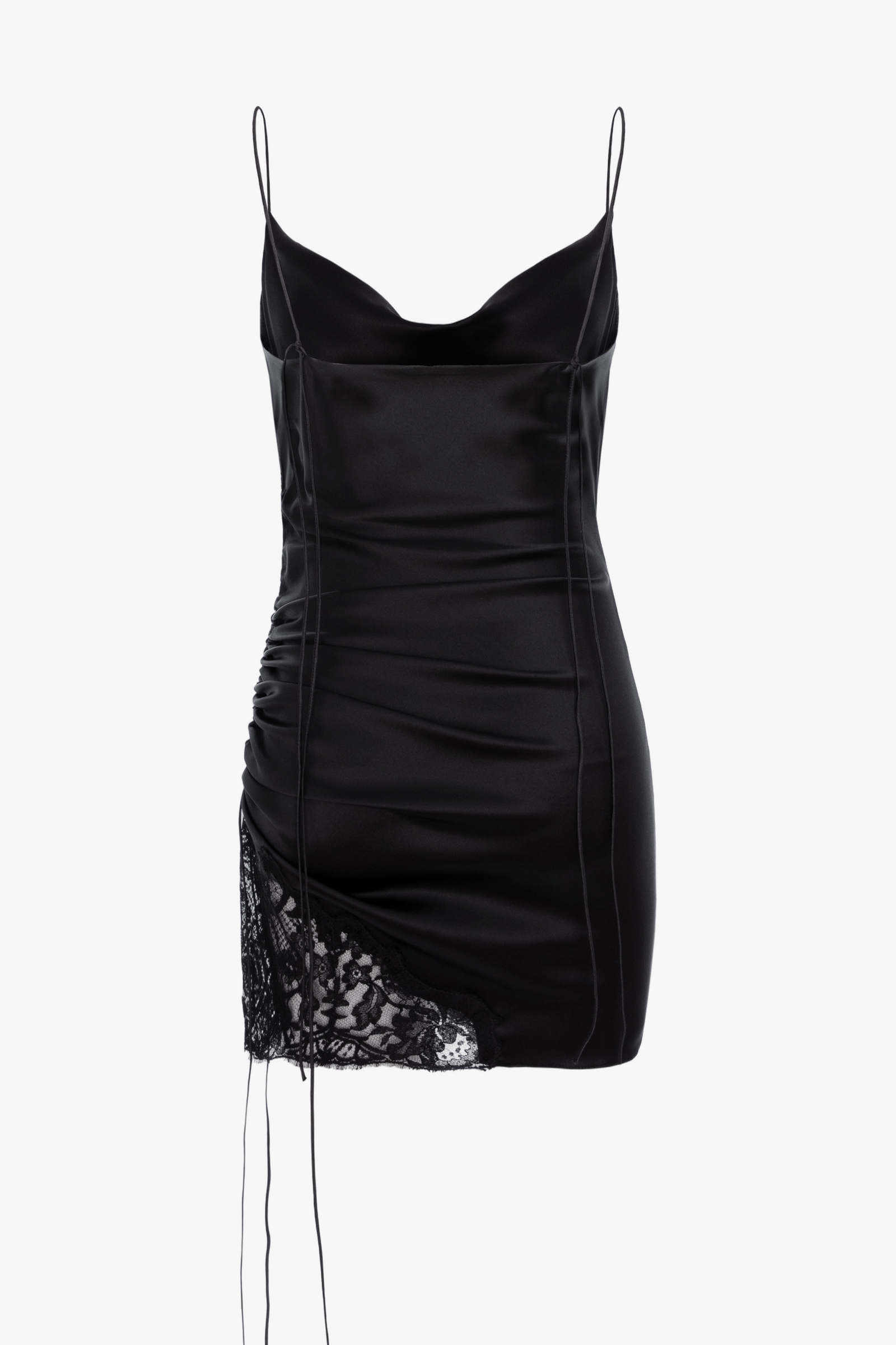 Ruched Satin Slip-Dress Lace Detail made by Aureliana