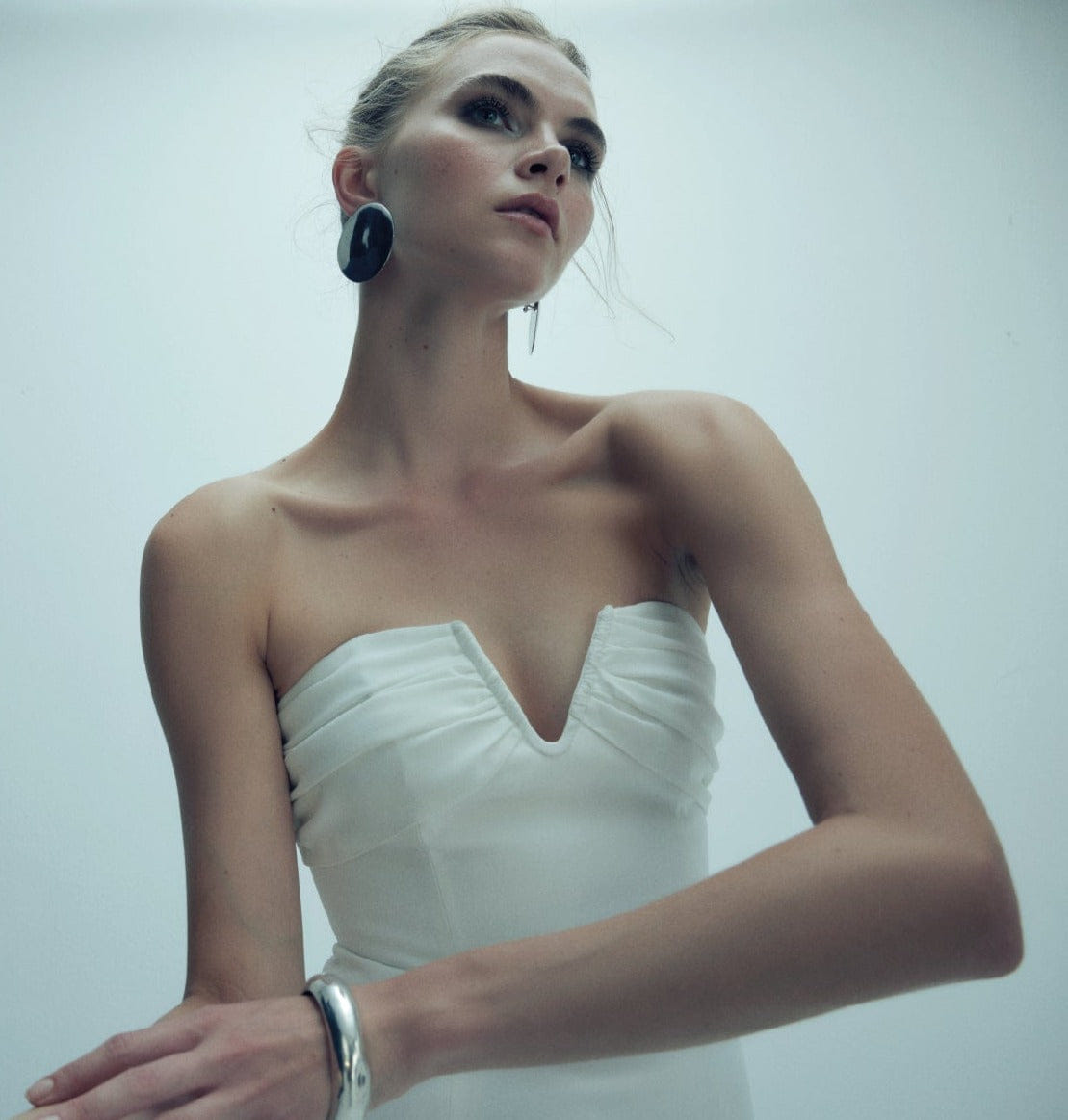 Miora Crepe Mini Dress in Vanilla Ice made by Nazli Ceren