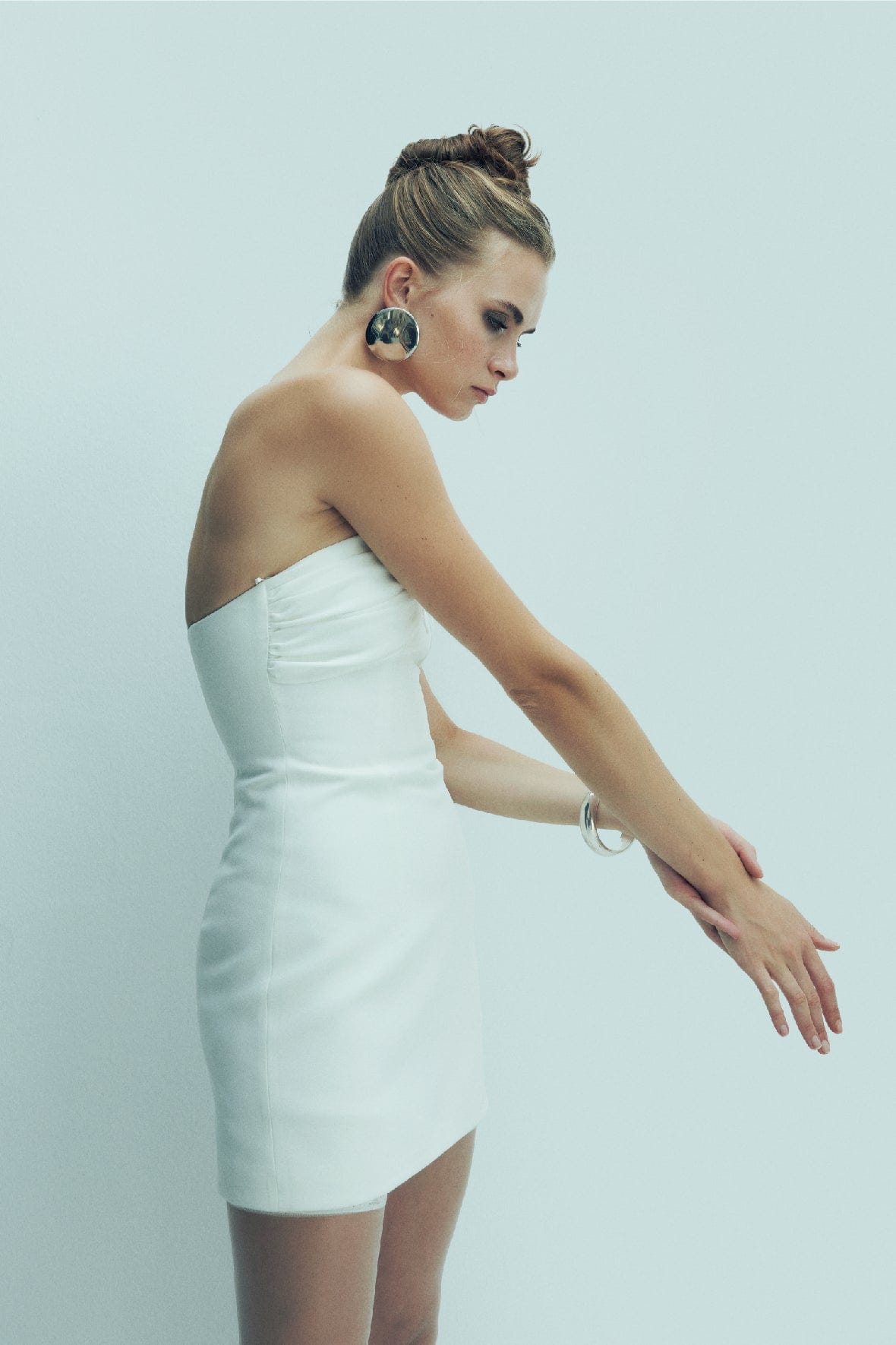 Miora Crepe Mini Dress in Vanilla Ice made by Nazli Ceren