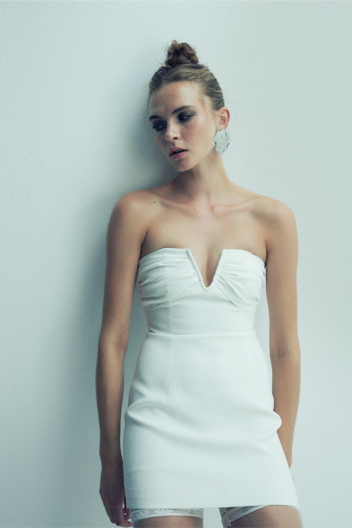 Miora Crepe Mini Dress in Vanilla Ice made by Nazli Ceren