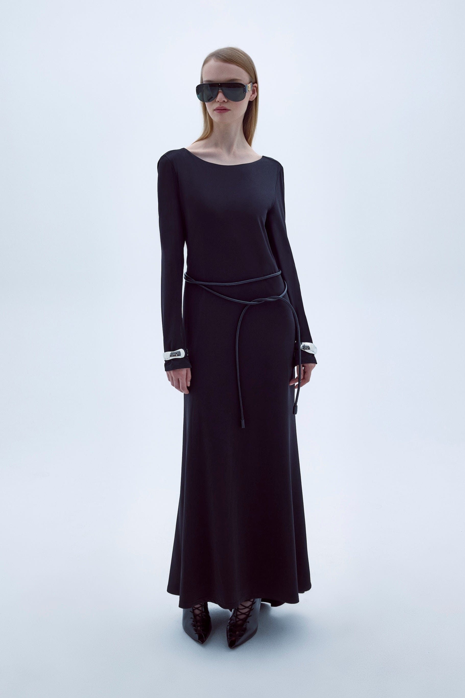 Irıs Jersey Long Dress With Open Back made by Nazli Ceren