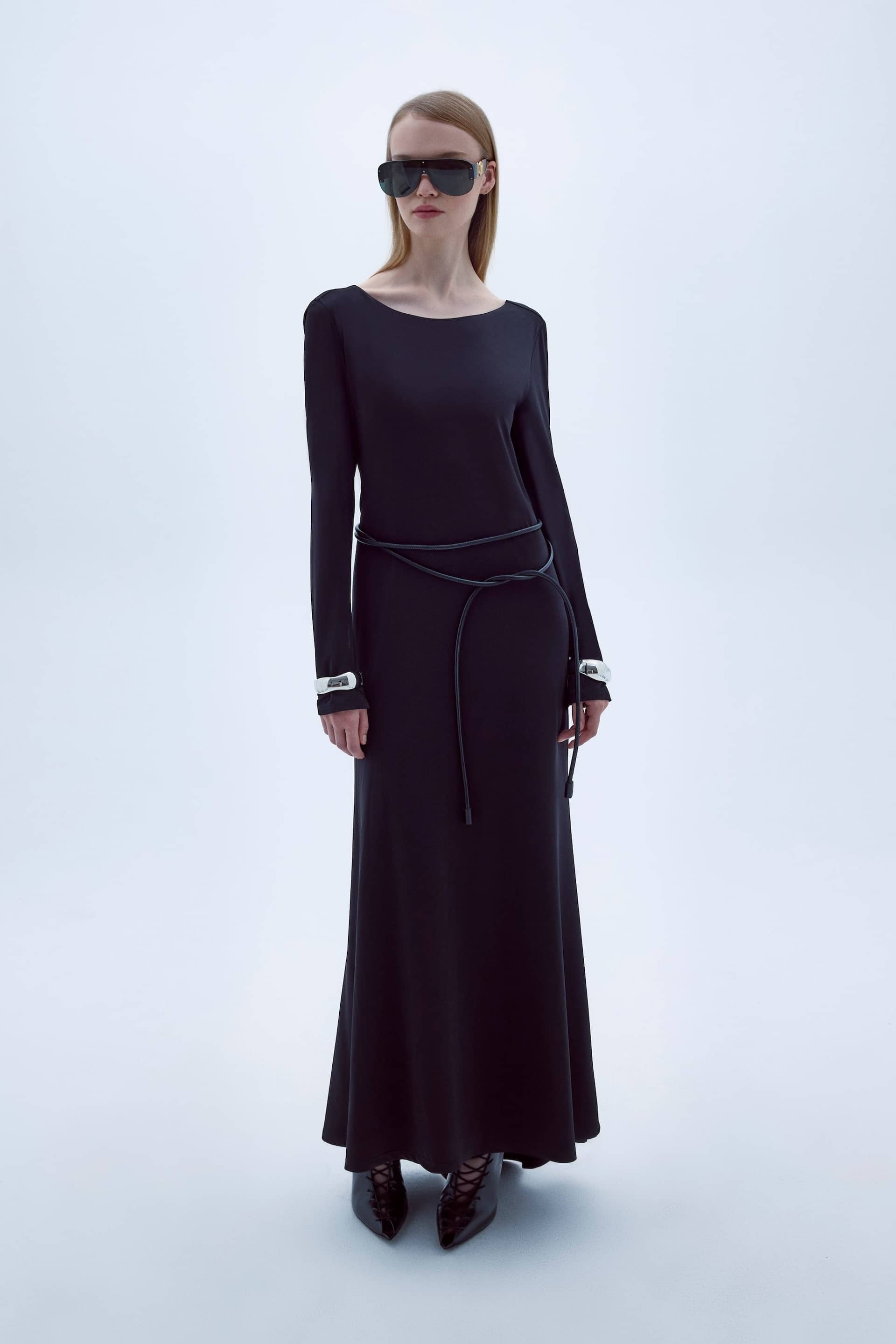 Irıs Jersey Long Dress With Open Back made by Nazli Ceren