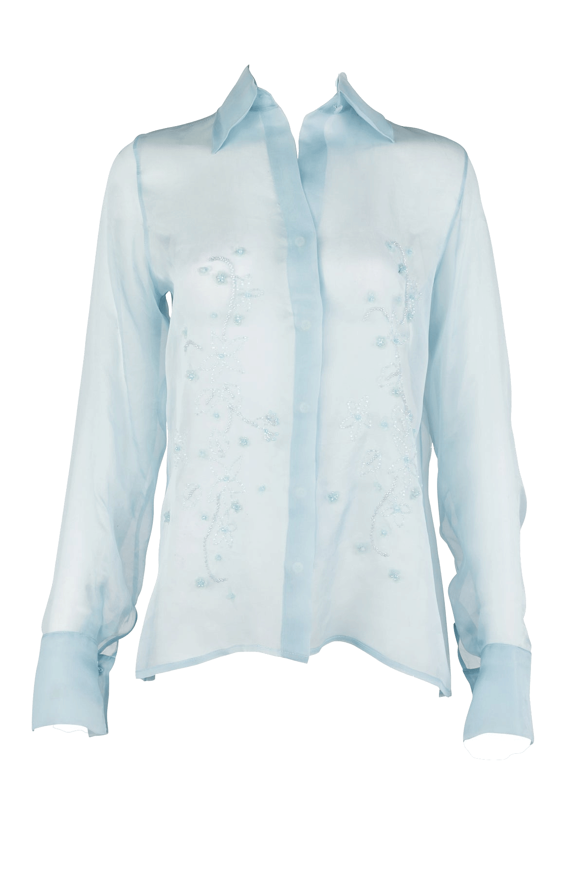 Aster Hand-Embroidered Organza Blouse - Blue made by Francesca Miranda