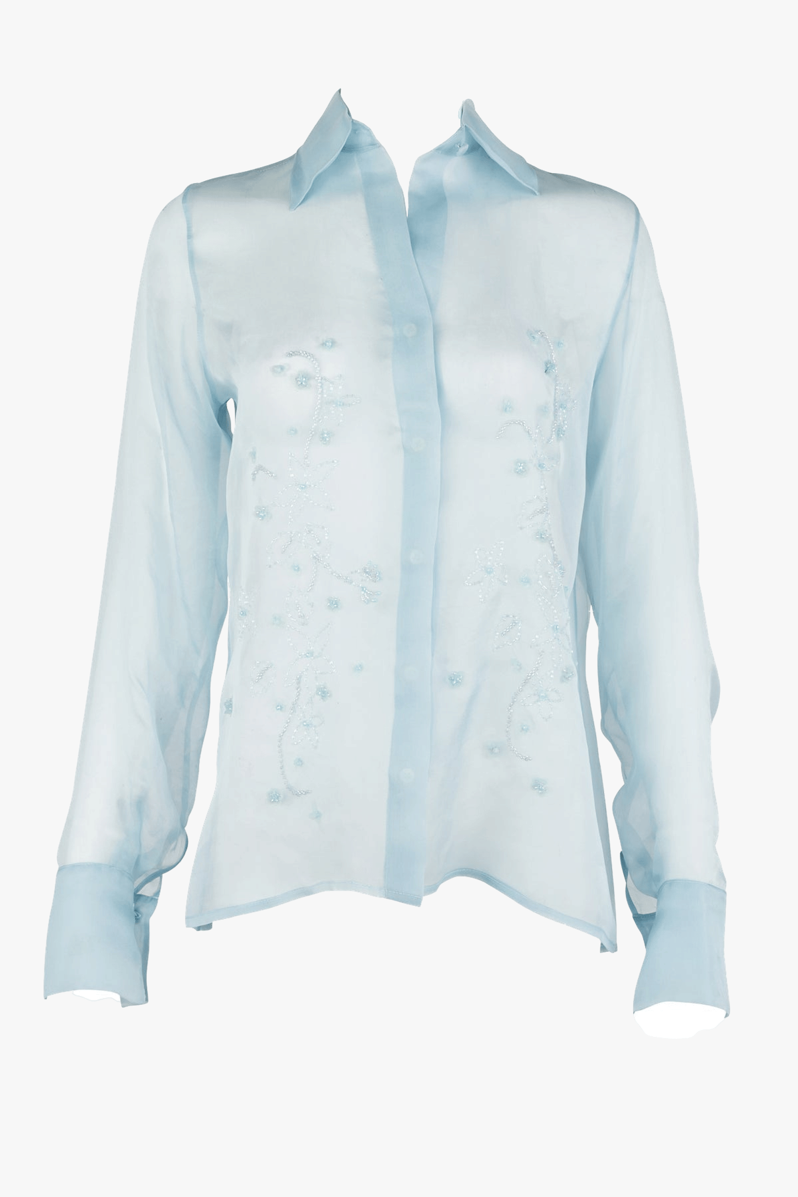 Aster Hand-Embroidered Organza Blouse - Blue made by Francesca Miranda