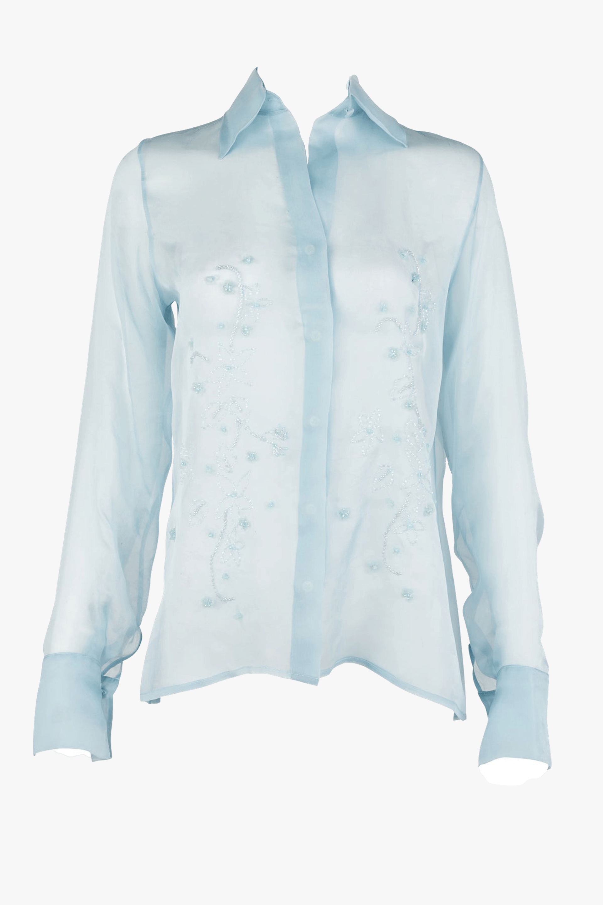 Aster Hand-Embroidered Organza Blouse - Blue made by Francesca Miranda