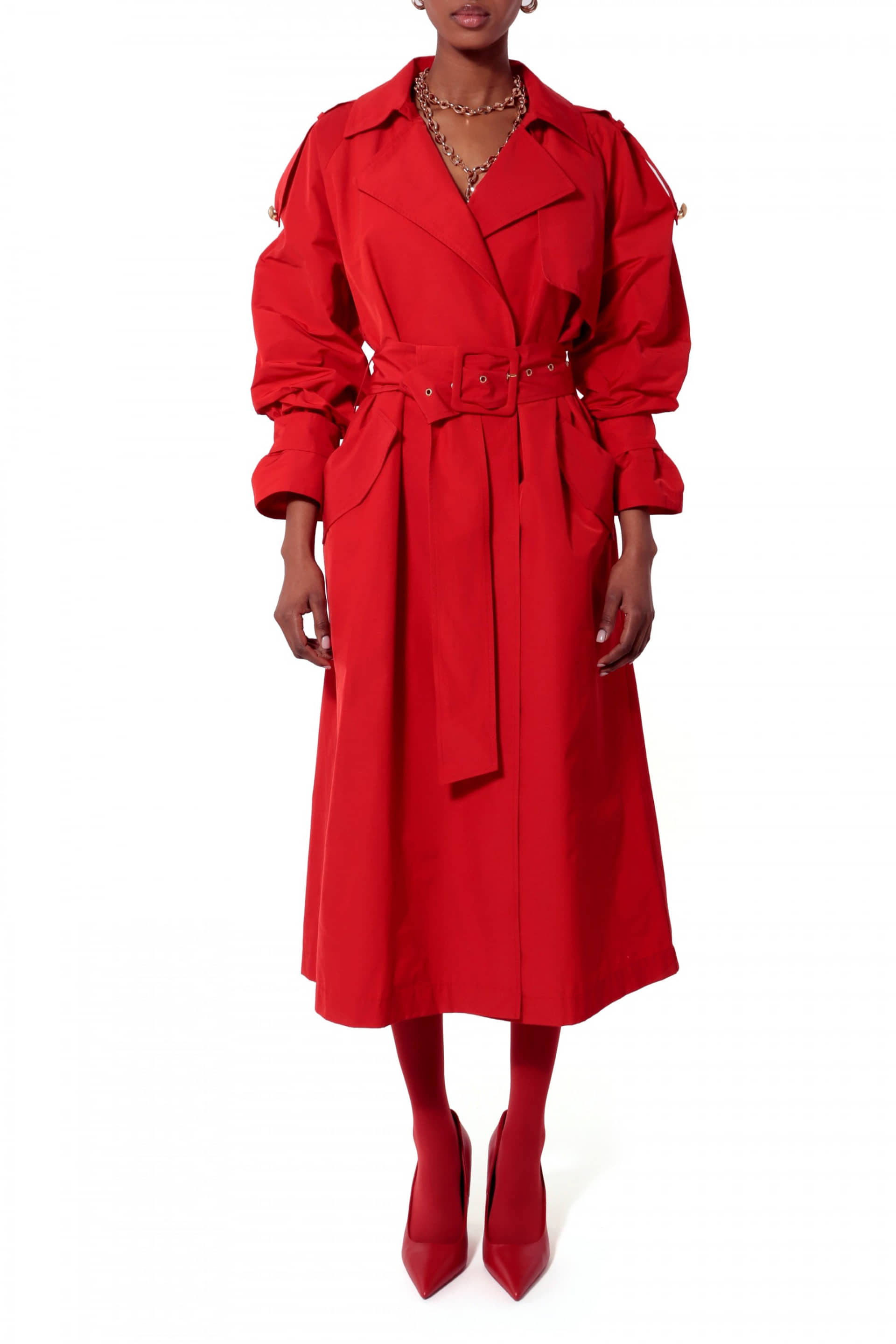 Trench Coat Sara Red made by HALEWSKI