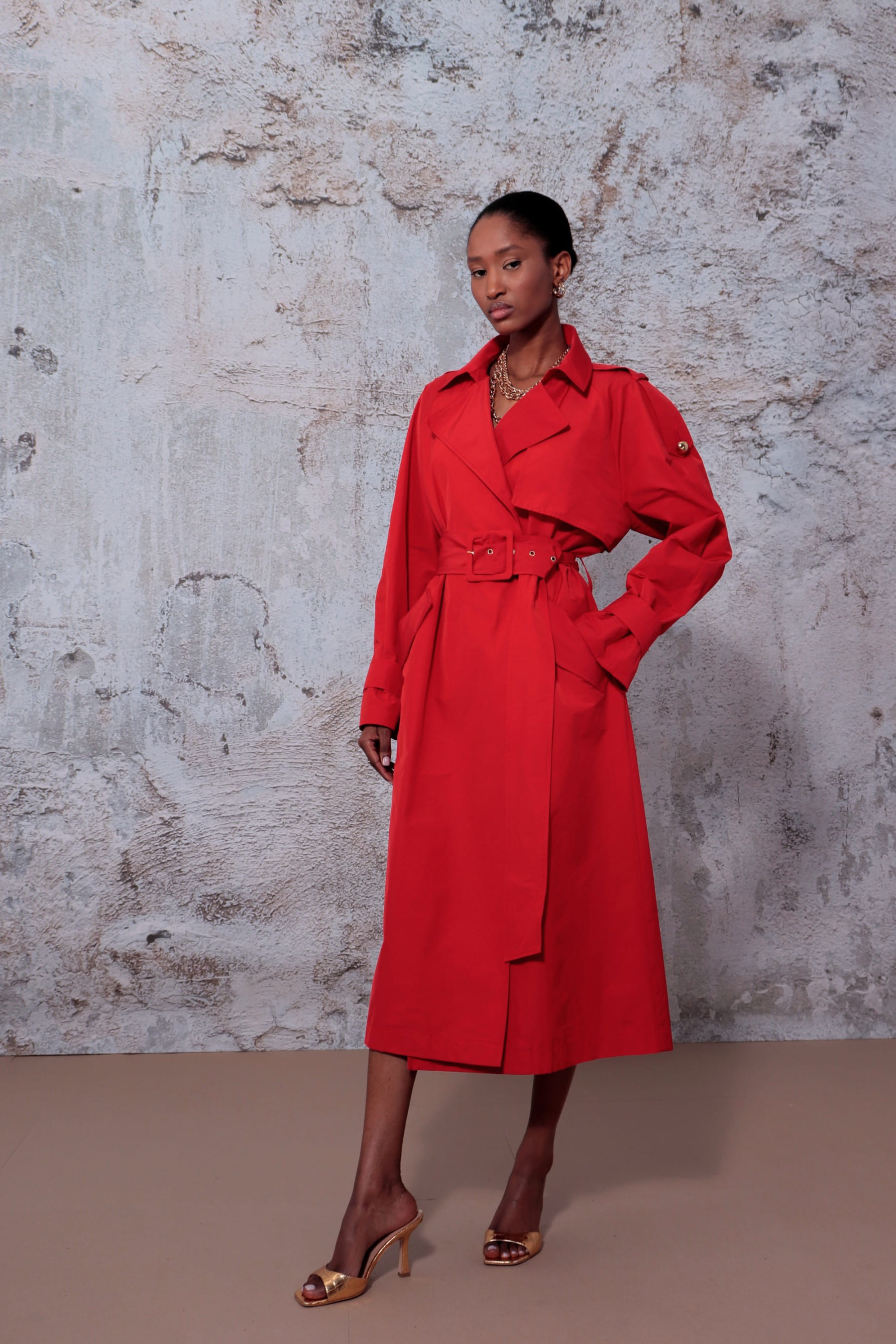Trench Coat Sara Red made by HALEWSKI