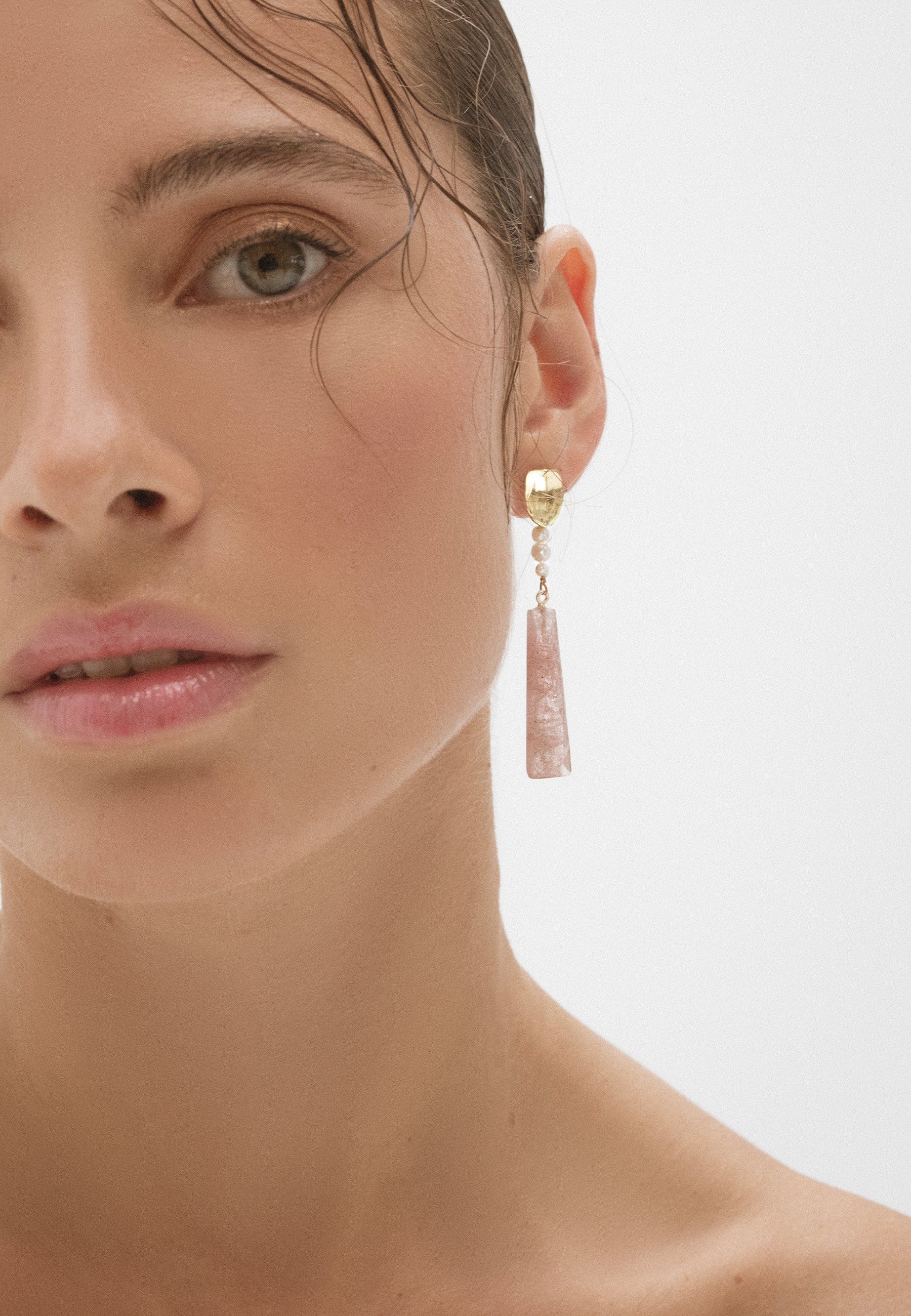 Pendientes Melina Cuarzo Fresado made by Lavani Jewels