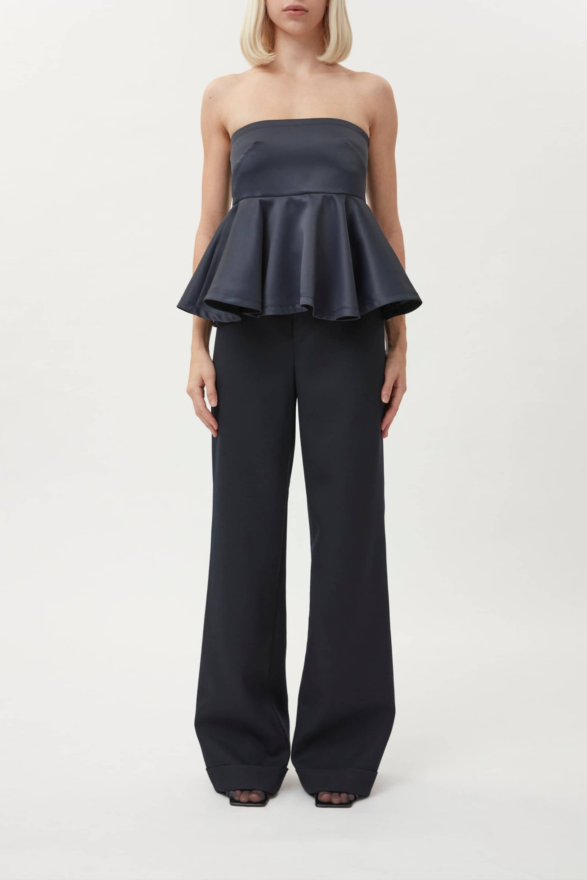 Peplum Top- Shiny Grey made by Gemme Collective