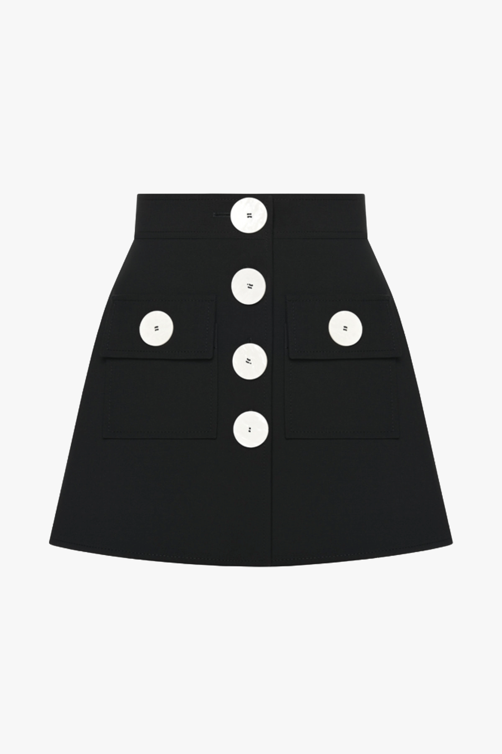 BUTTON EMBELLISHED MINI SKIRT made by KEBURIA