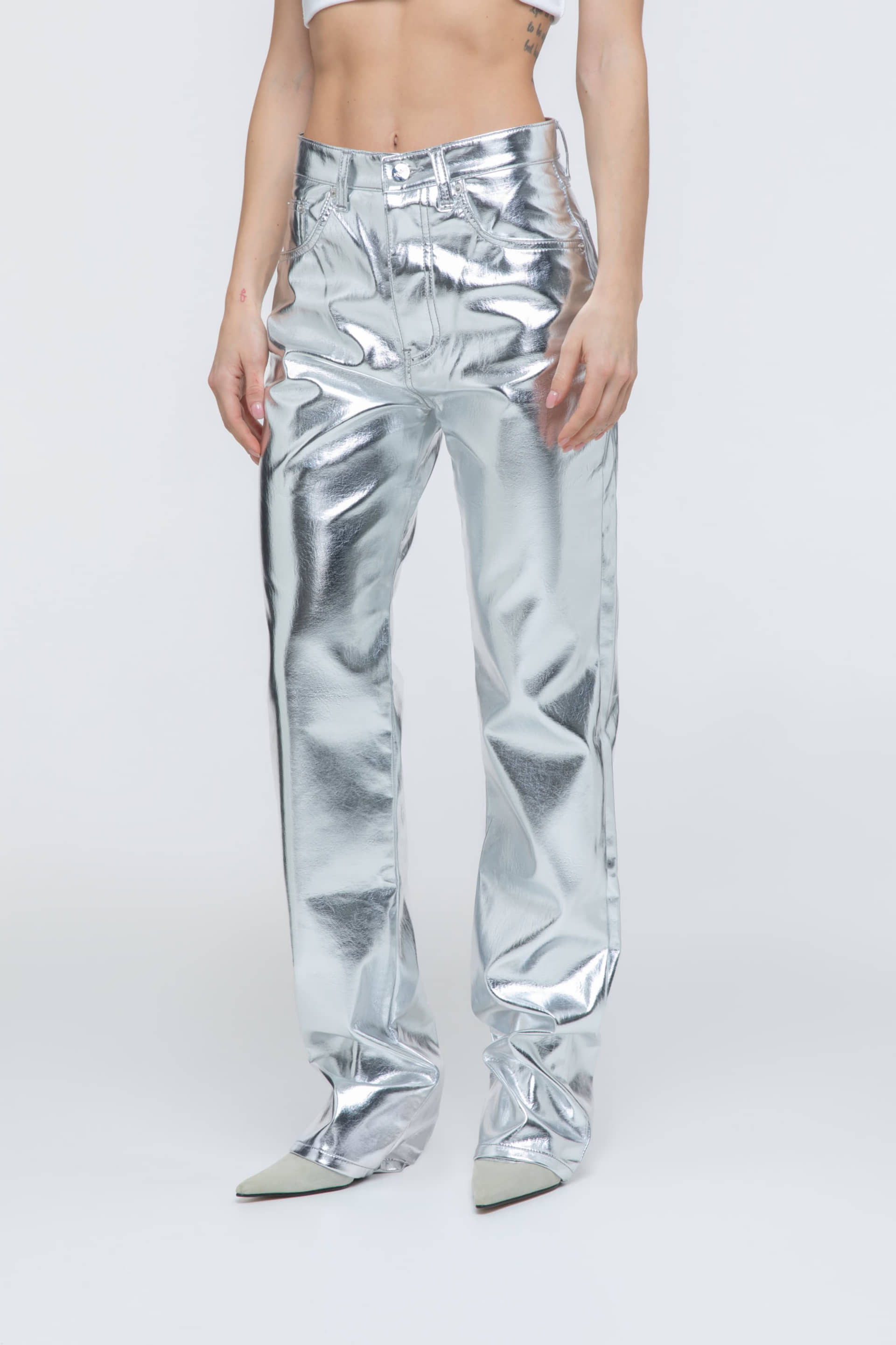 Vinyl Pants in Silver made by AFTERHOURS