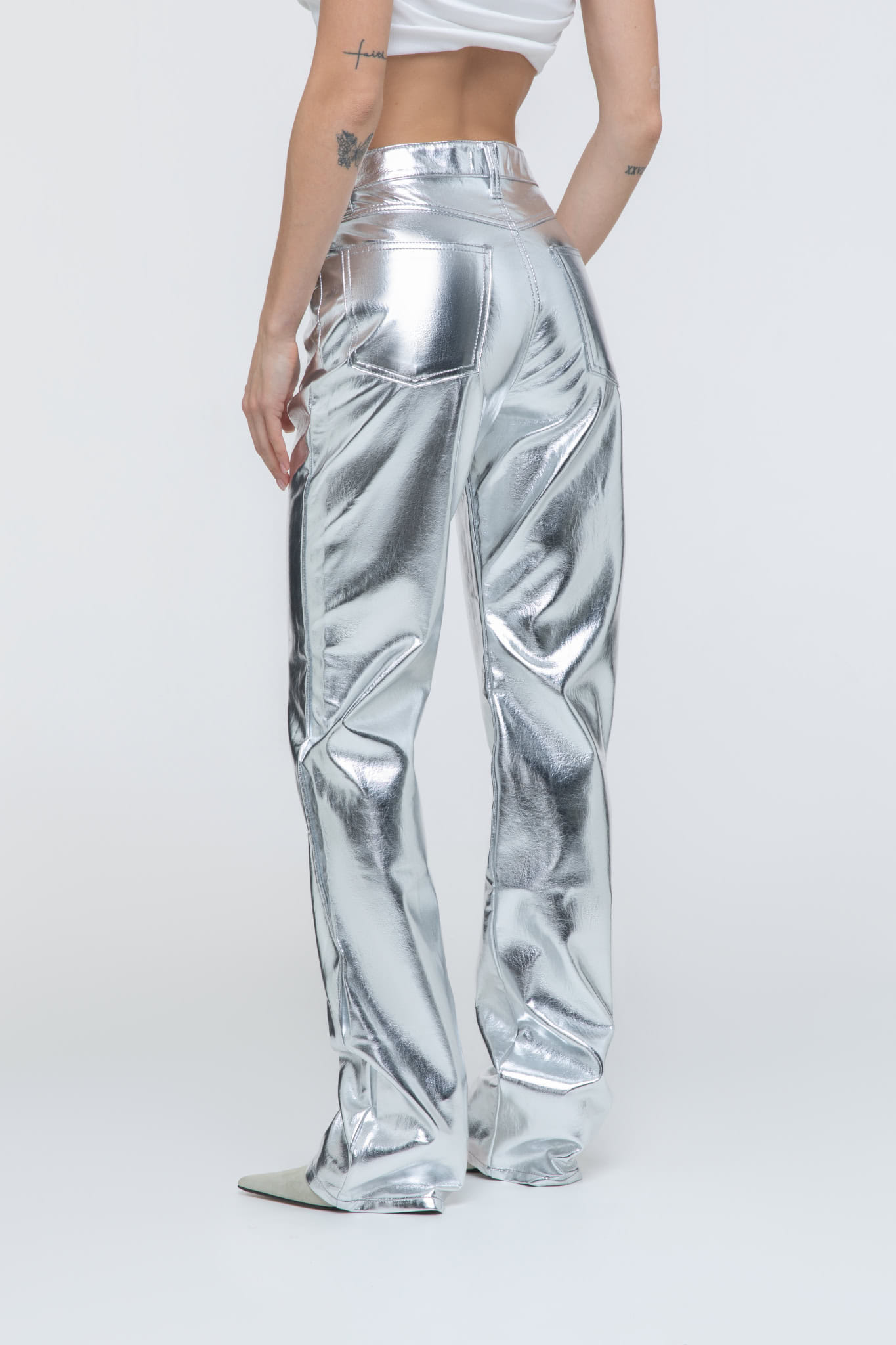 Vinyl Pants in Silver made by AFTERHOURS
