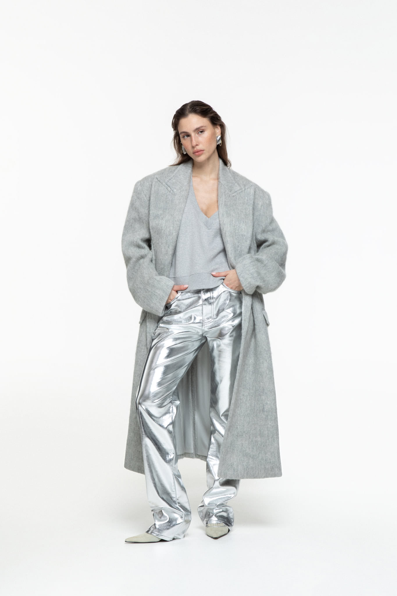 Vinyl Pants in Silver made by AFTERHOURS