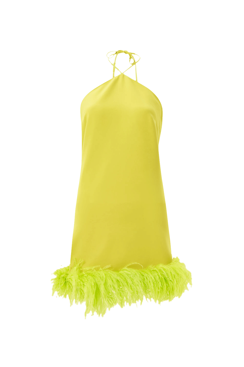 Keira Halter Green Mini Feather Dress made by Lora Istanbul
