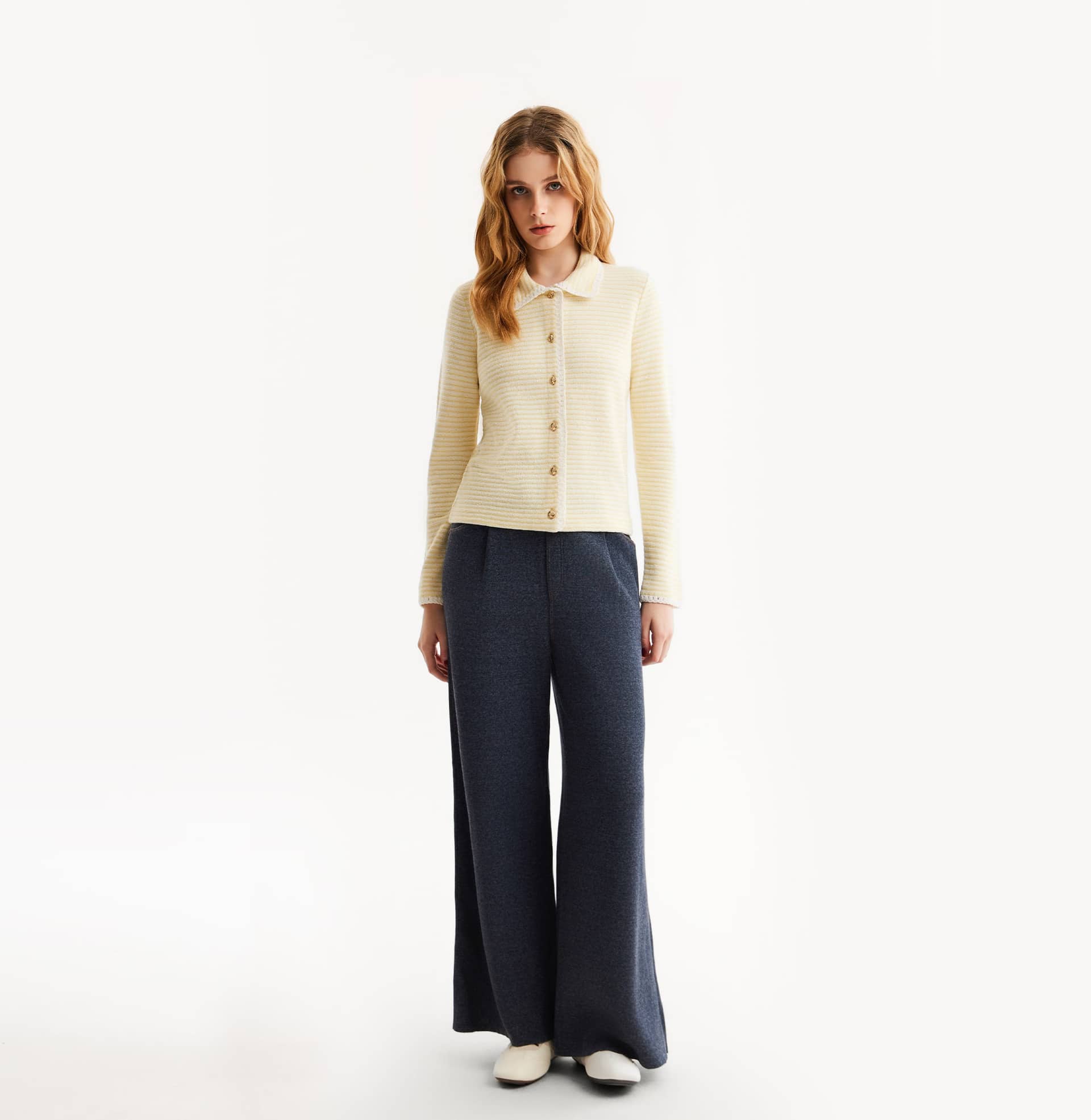 STRIPED HAND-CROCHETED EDGE CARDIGAN made by CRUSH Collection