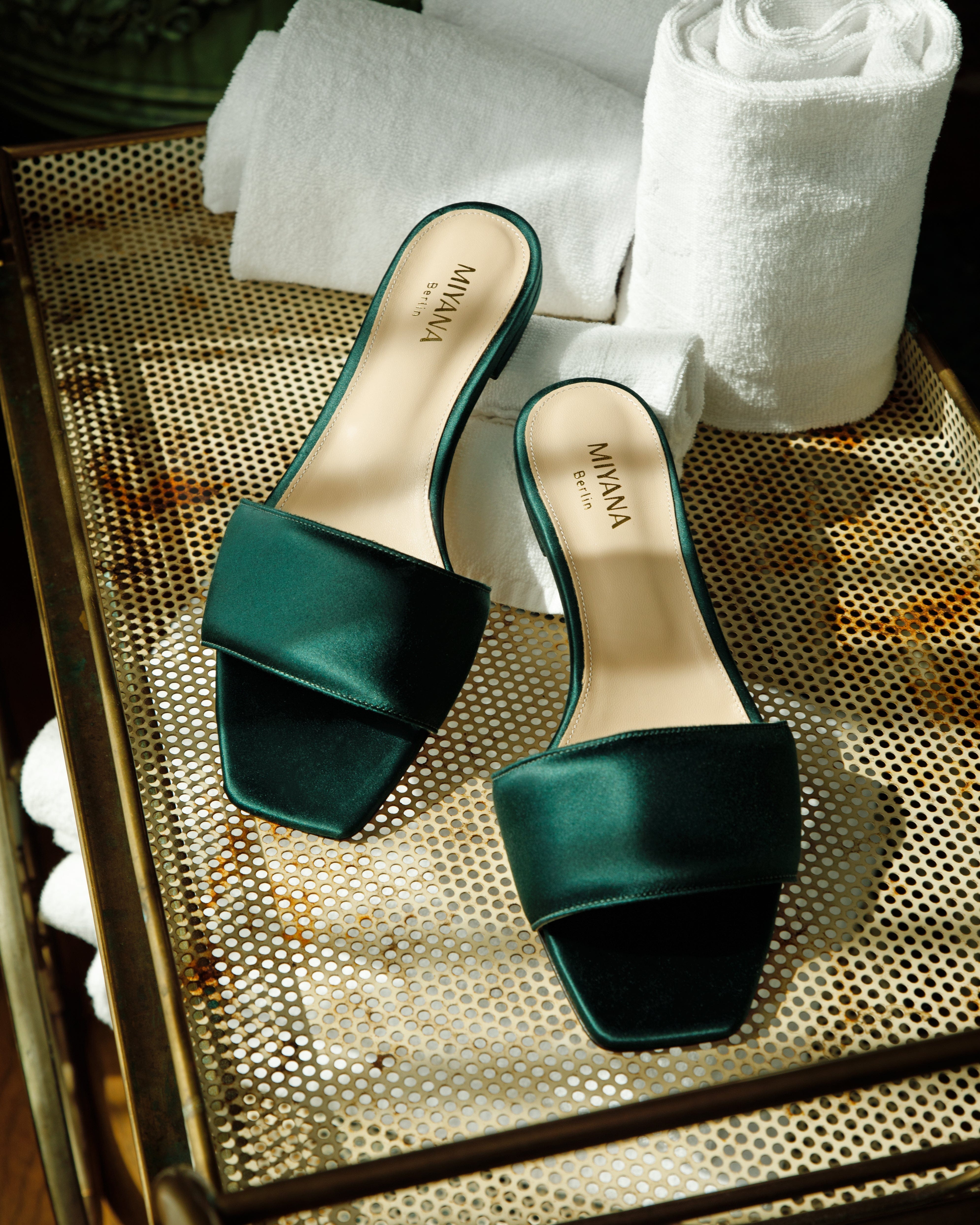 Lola Slides in Green made by Miyana Berlin