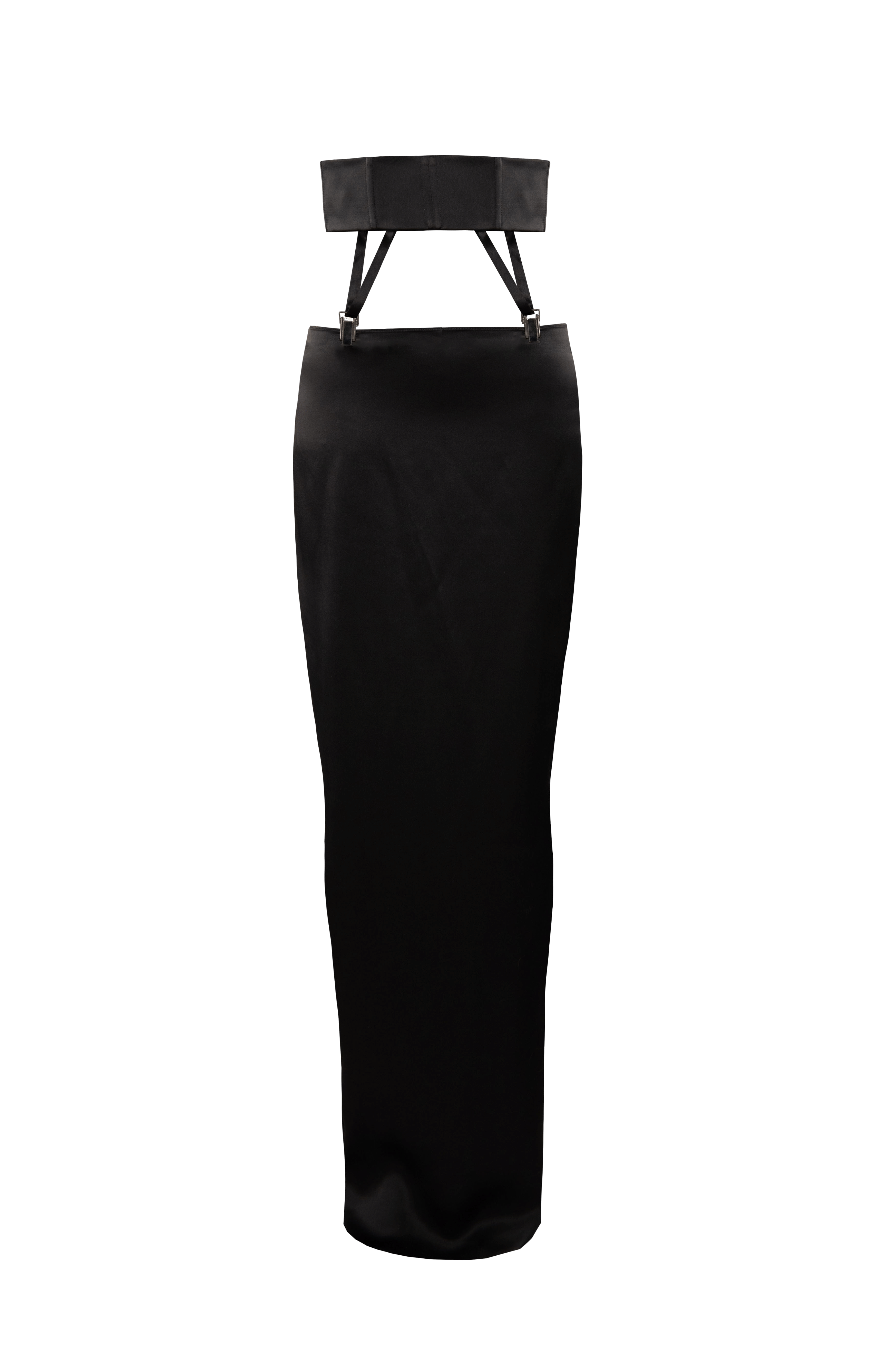 Silk Suspender Skirt in Black made by Vestiaire d'un Oiseau Libre