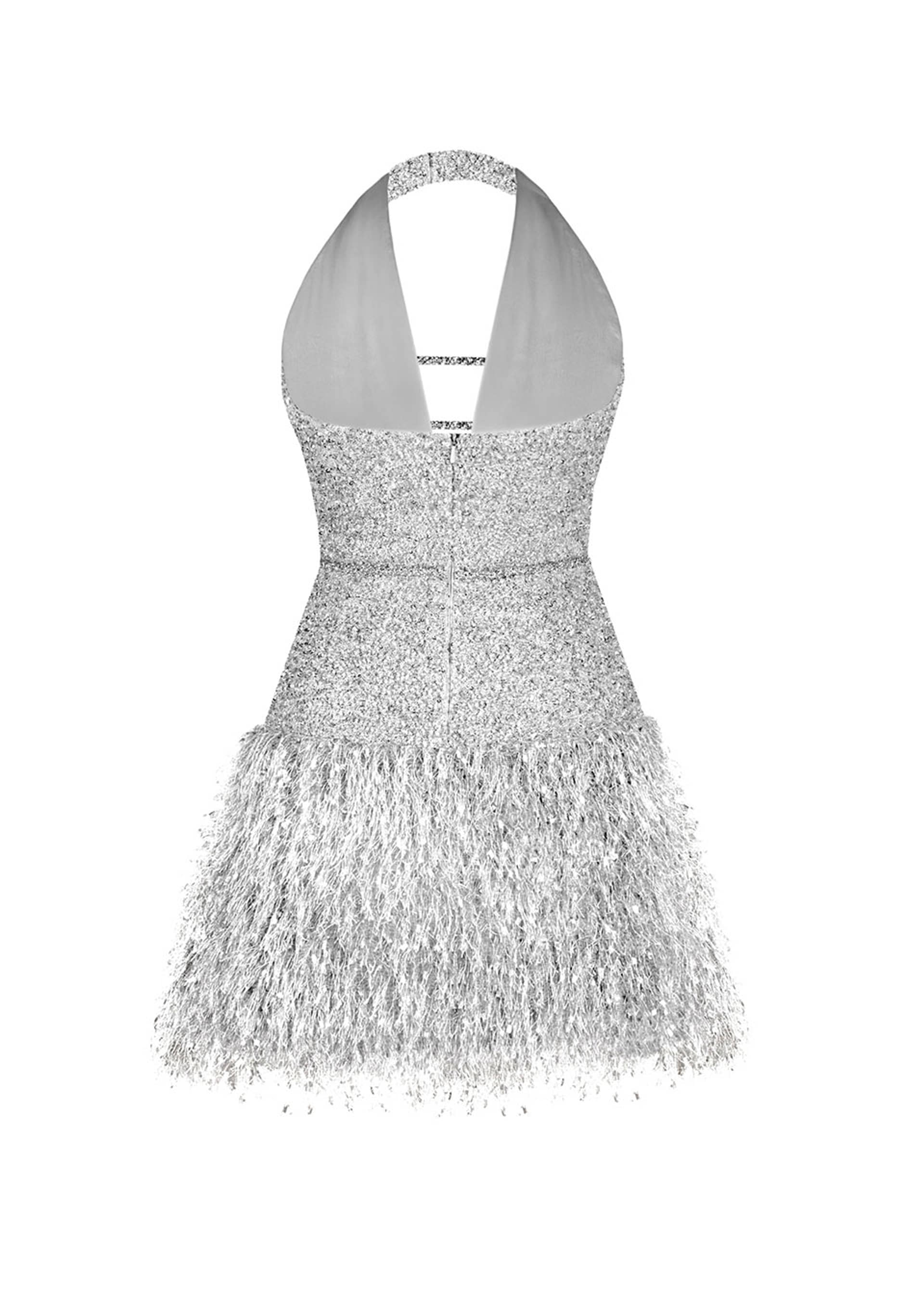 Amina silver sparkling dress made by Monika Dimova