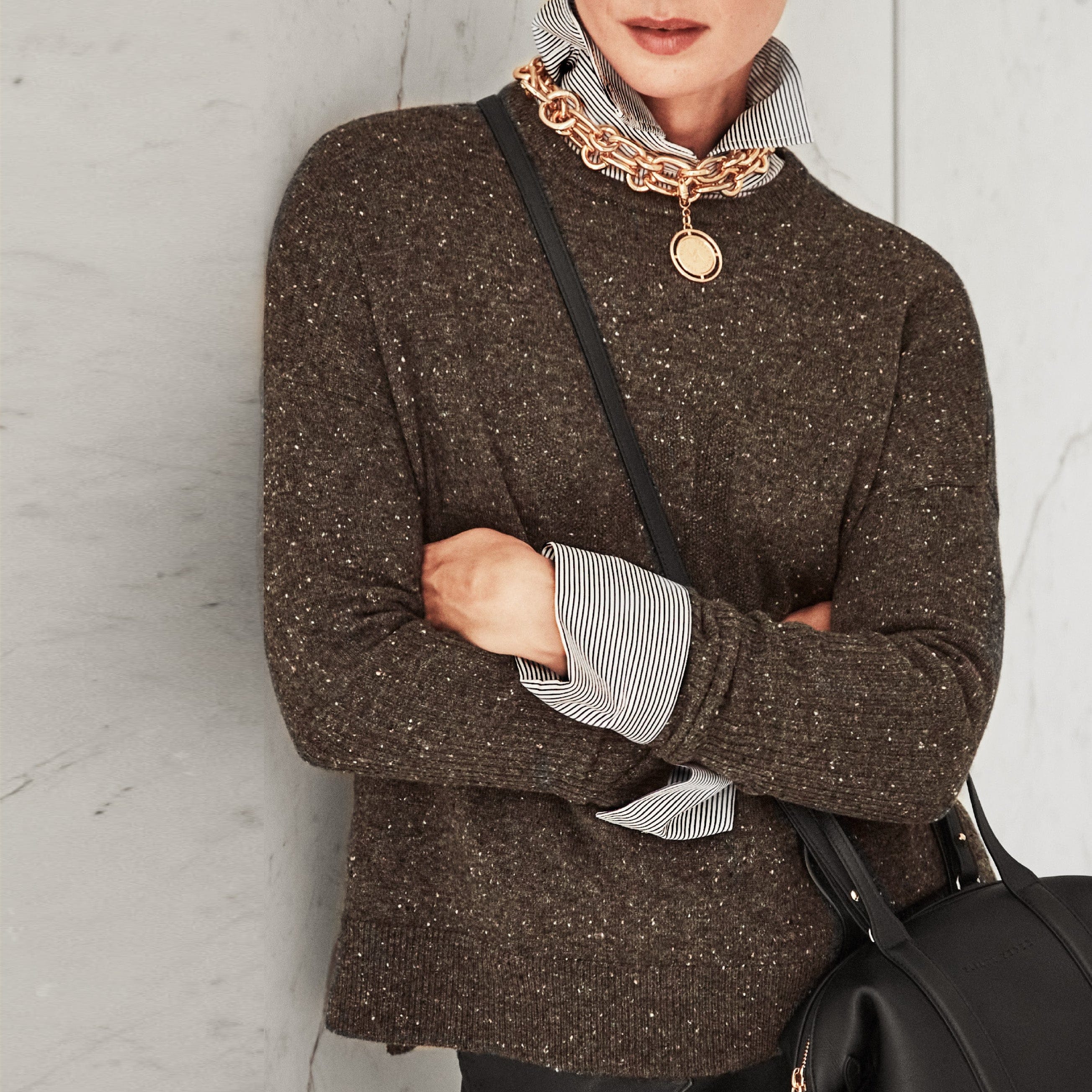 Boxy Sweater Cashmere Confetti Brown made by YLIANA YEPEZ