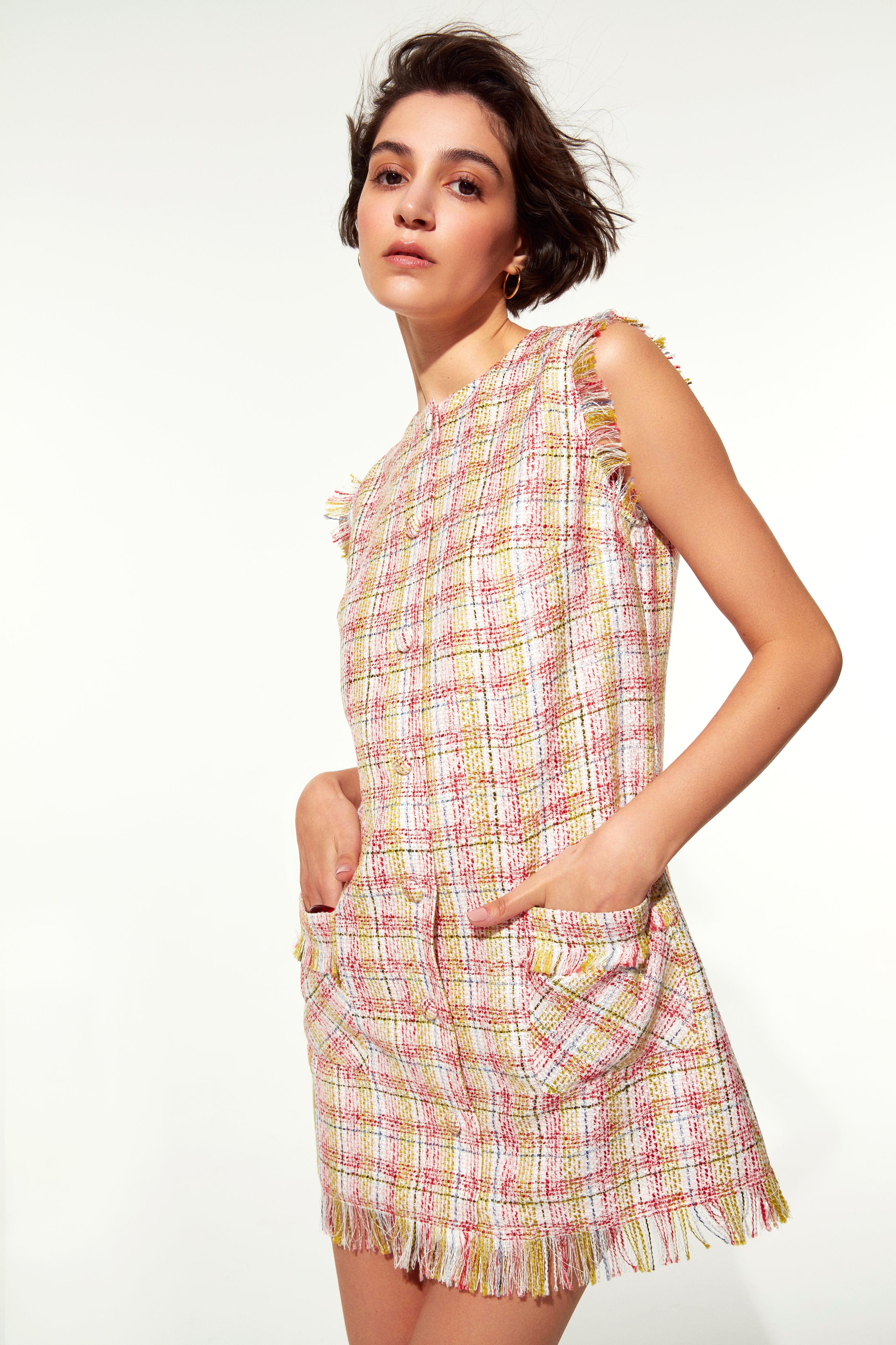 Chloe Cotton Tweed Mini Dress made by Nazli Ceren