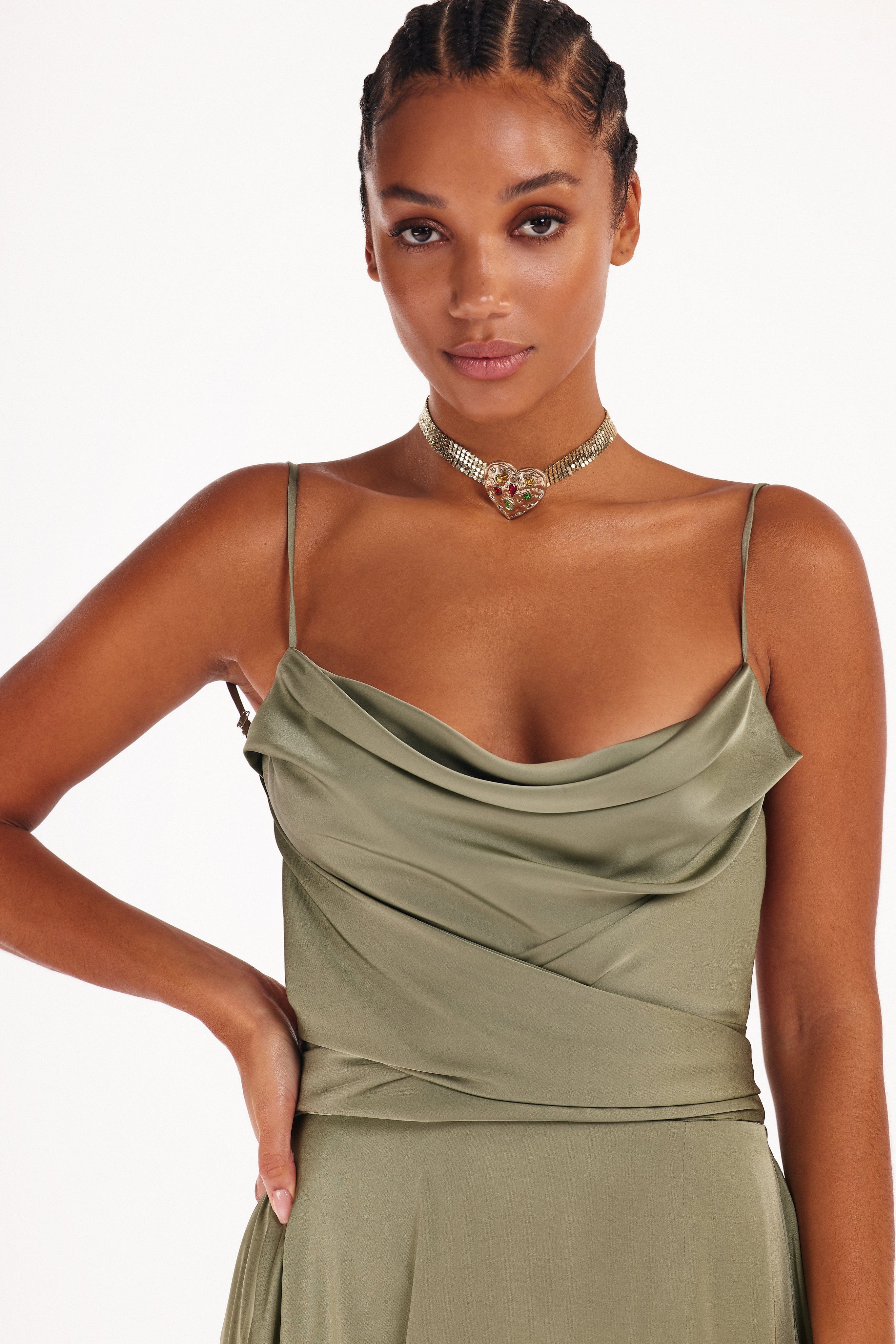 Boudoir olive silk slip dress made by Milla