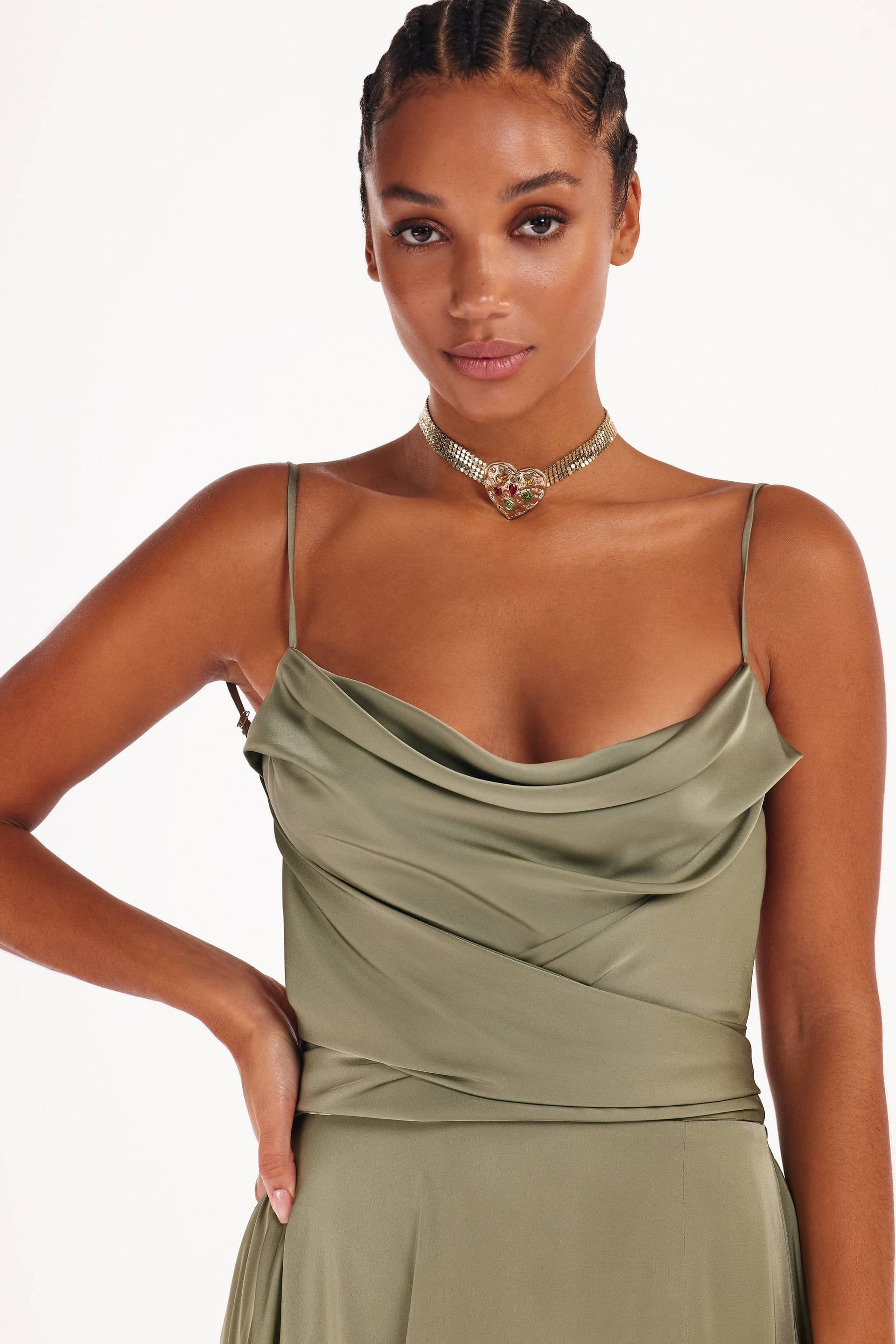 Boudoir olive silk slip dress made by Milla
